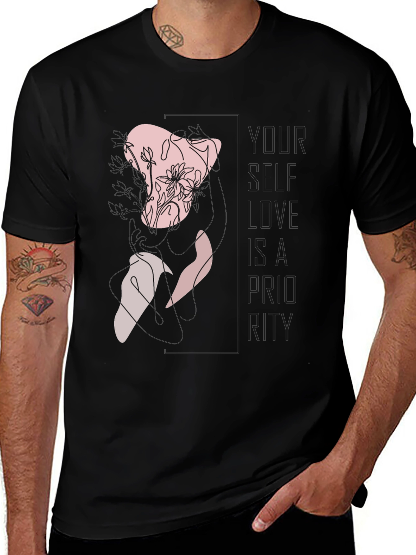 Variant 28 of Self-Love Priority Graphic Tee - Black