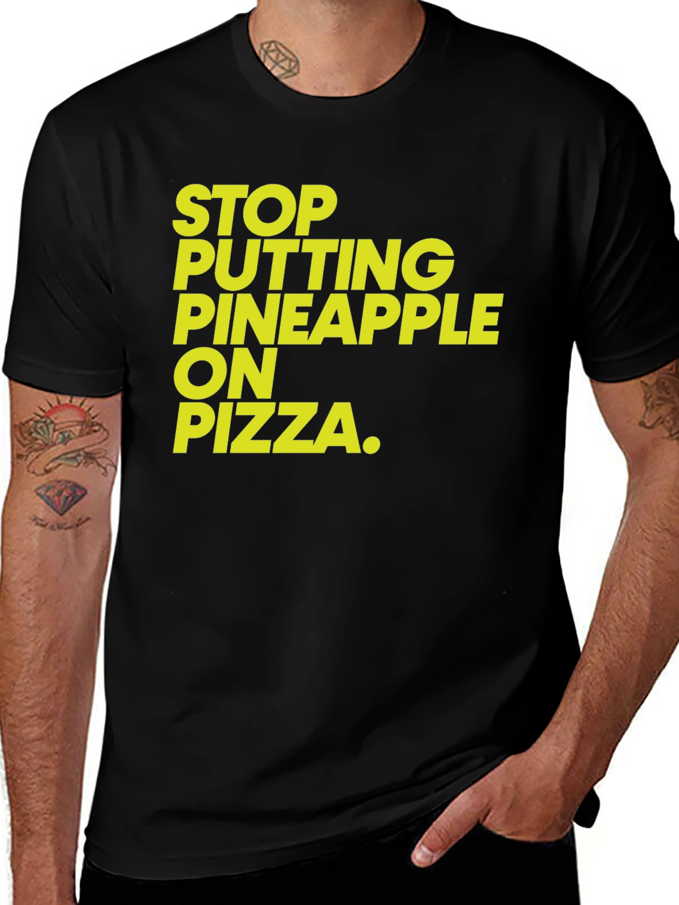 Variant 10 of Stop Pineapple On Pizza Graphic Tee