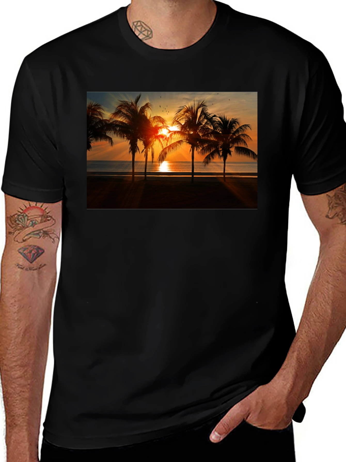 Variant 3 of Sunset Palm Tree Graphic Tee