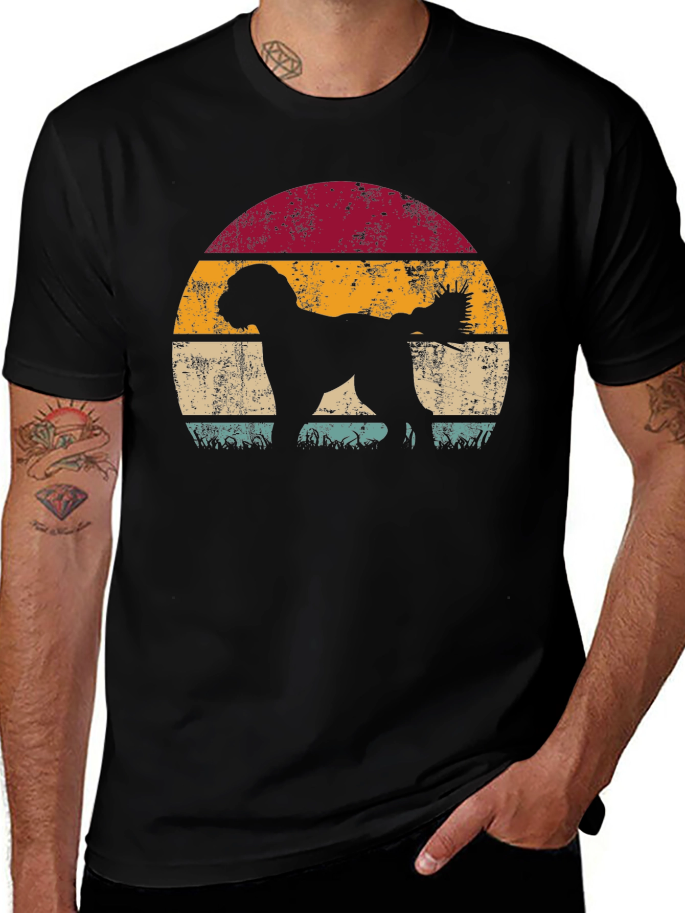 Variant 25 of Retro Dog Sunset T-Shirt