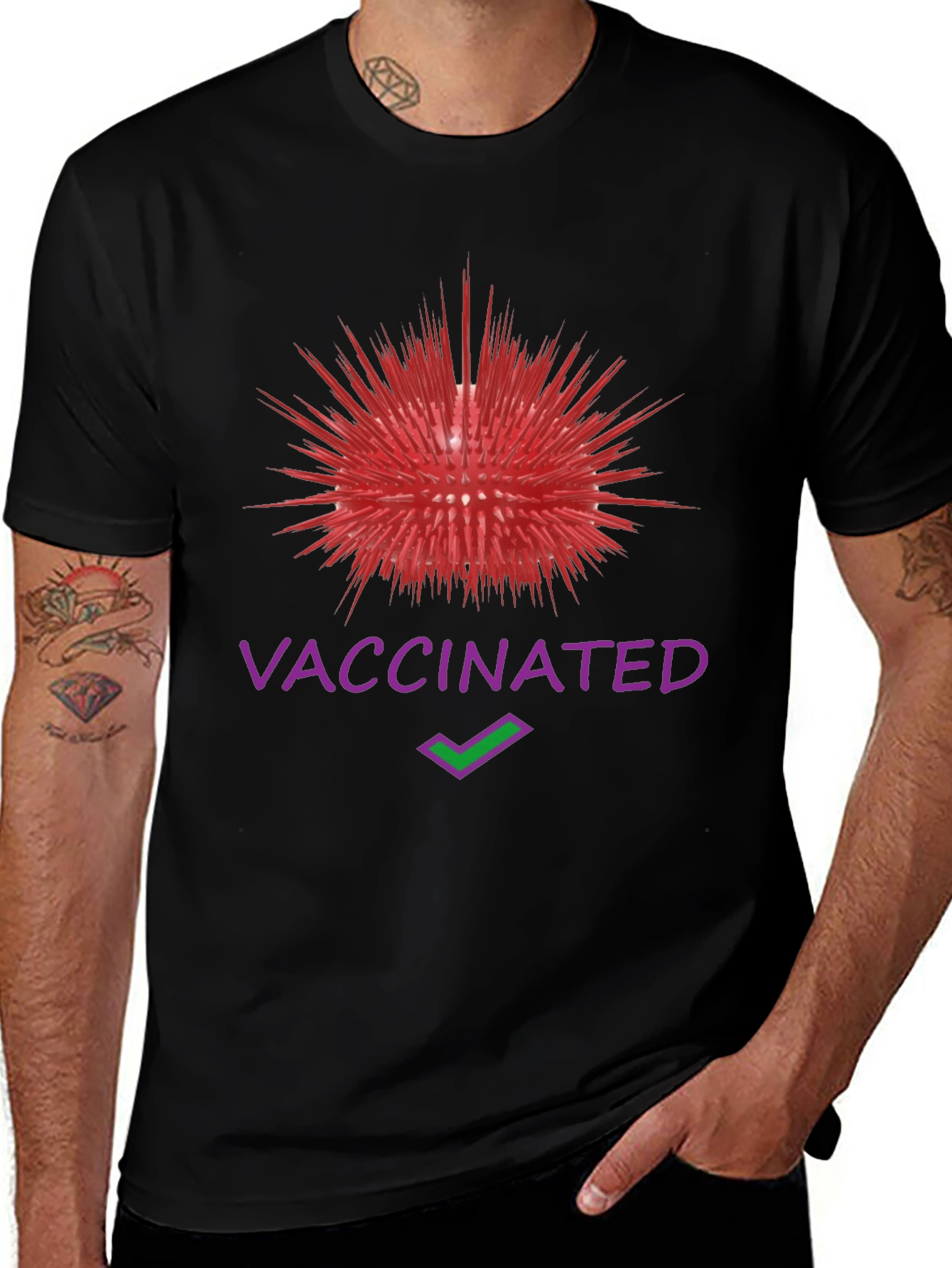Variant 23 of Vaccinated T-Shirt - Novelty Virus Design