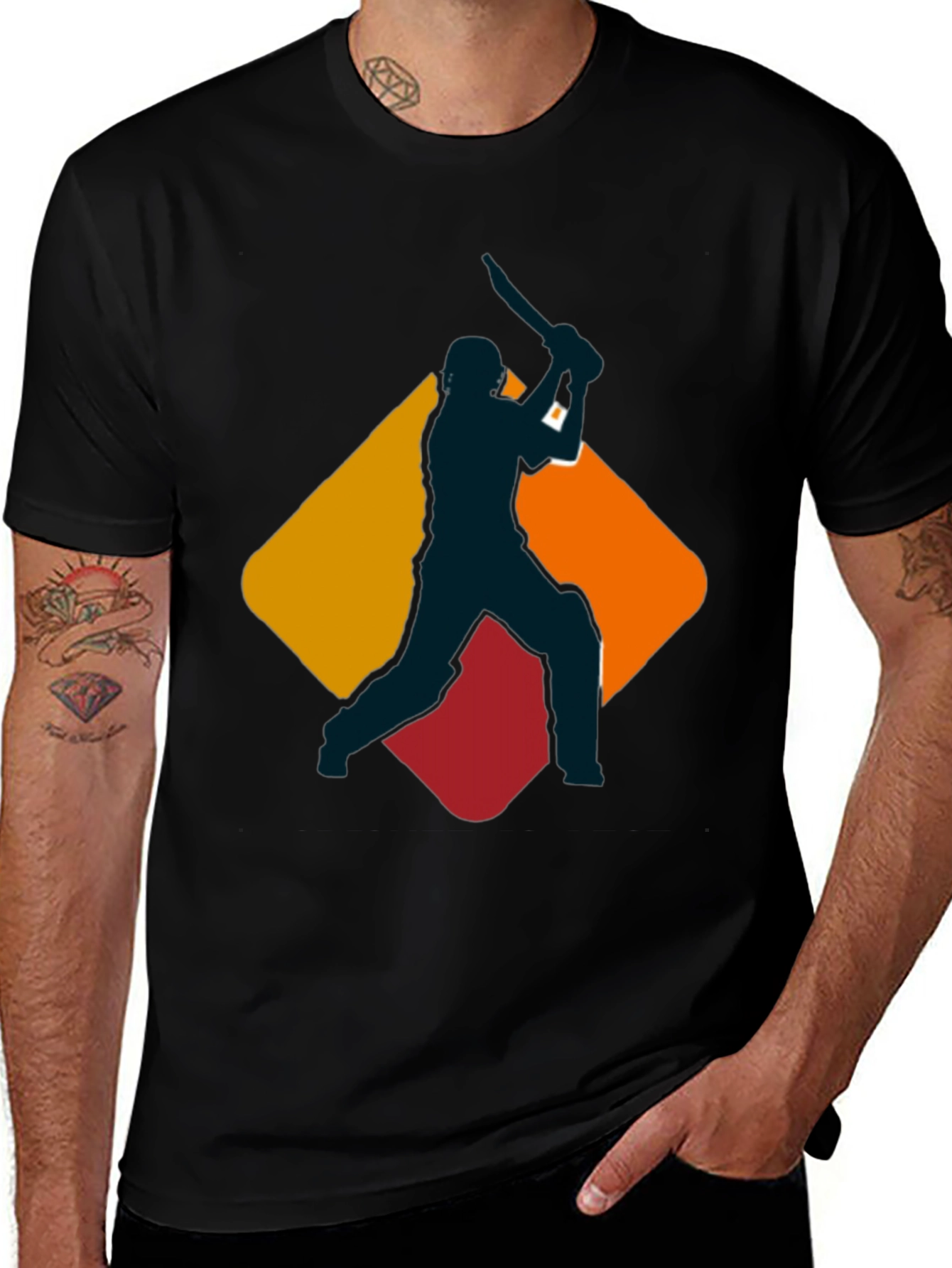 Variant 30 of Cricket Silhouette Graphic Tee - Stylish Sportswear