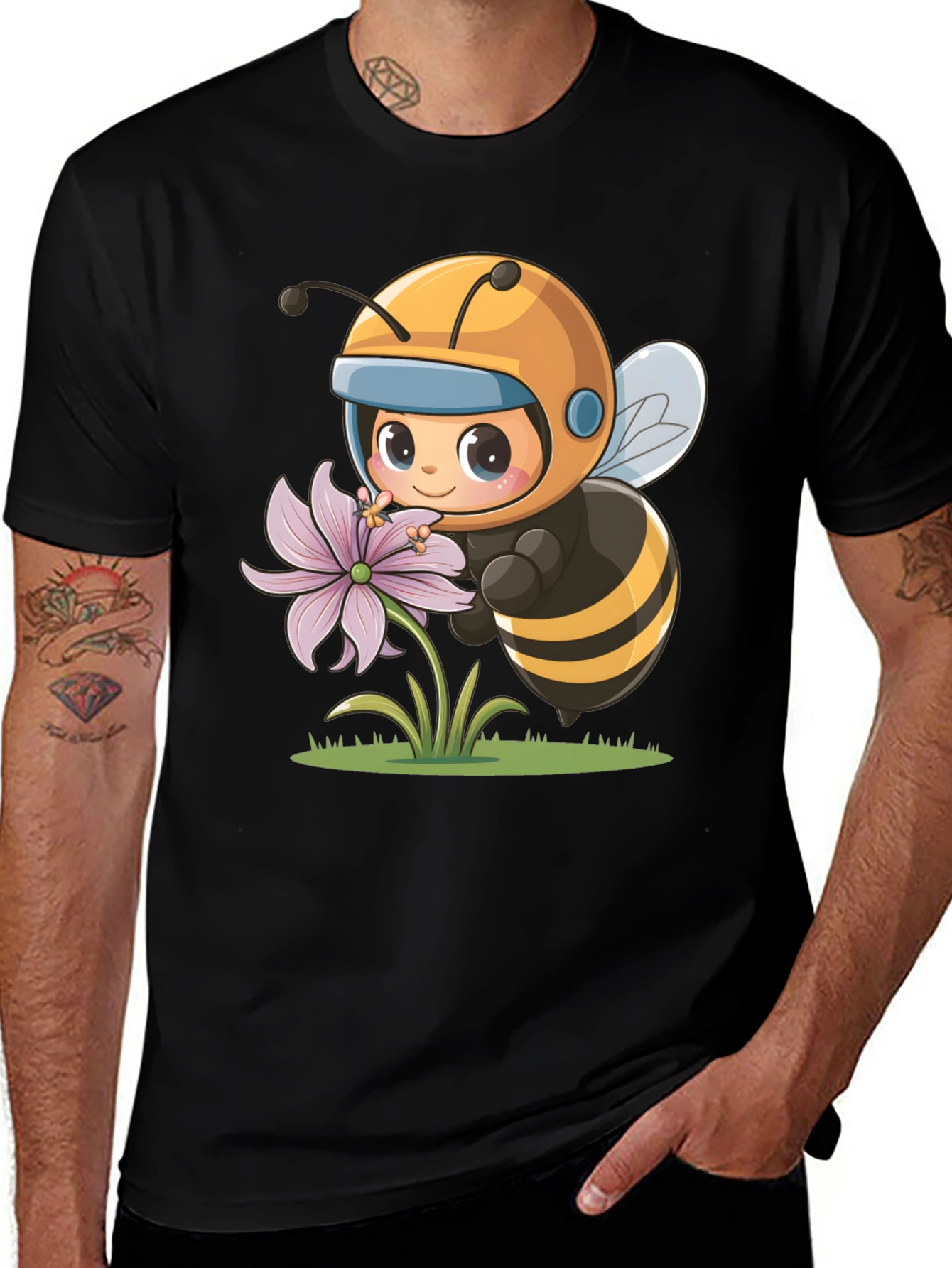 Variant 23 of Cute Bee & Flower Graphic Tee