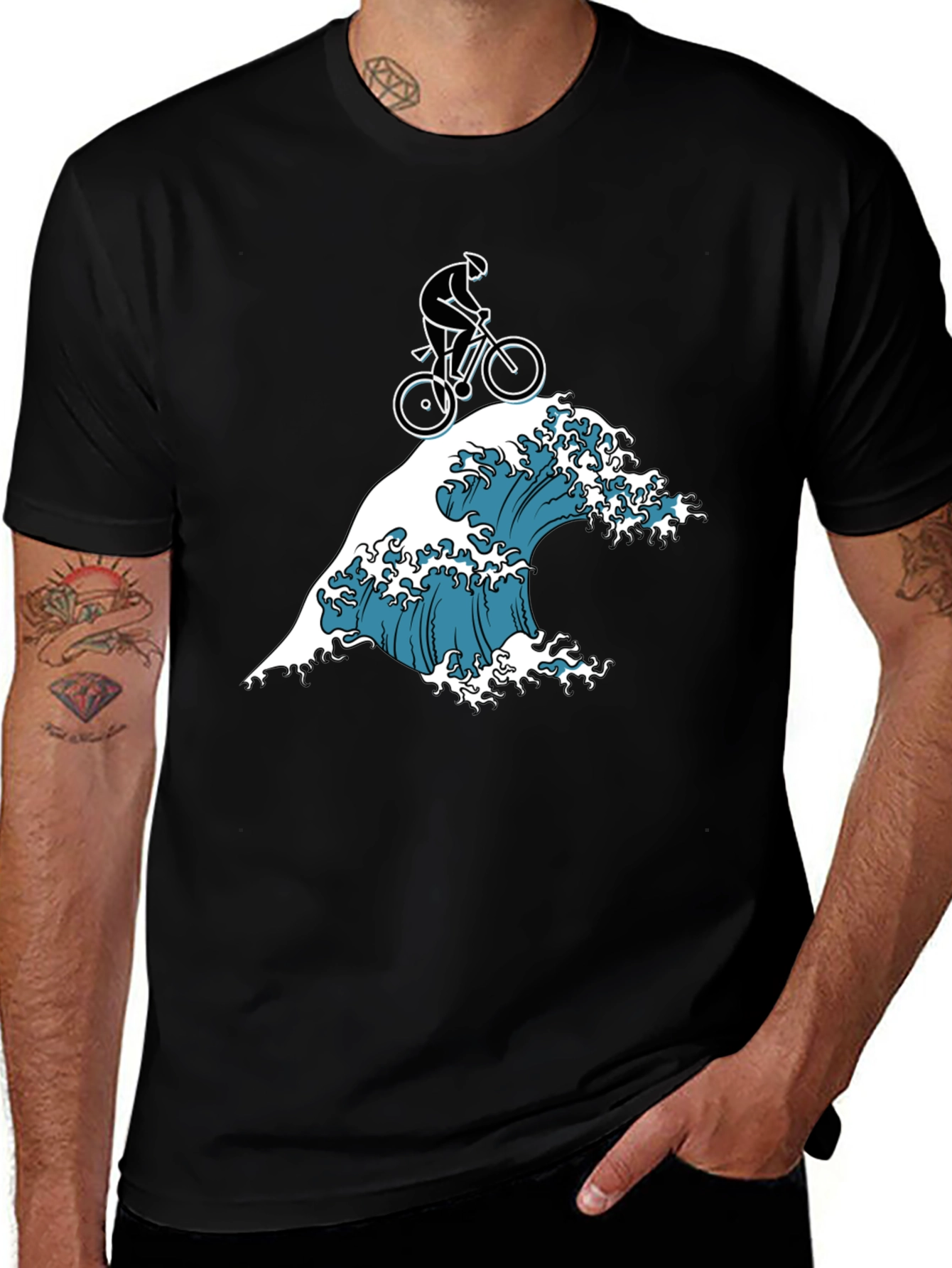 Variant 12 of Surfing Cyclist T-Shirt - Ride the Wave!