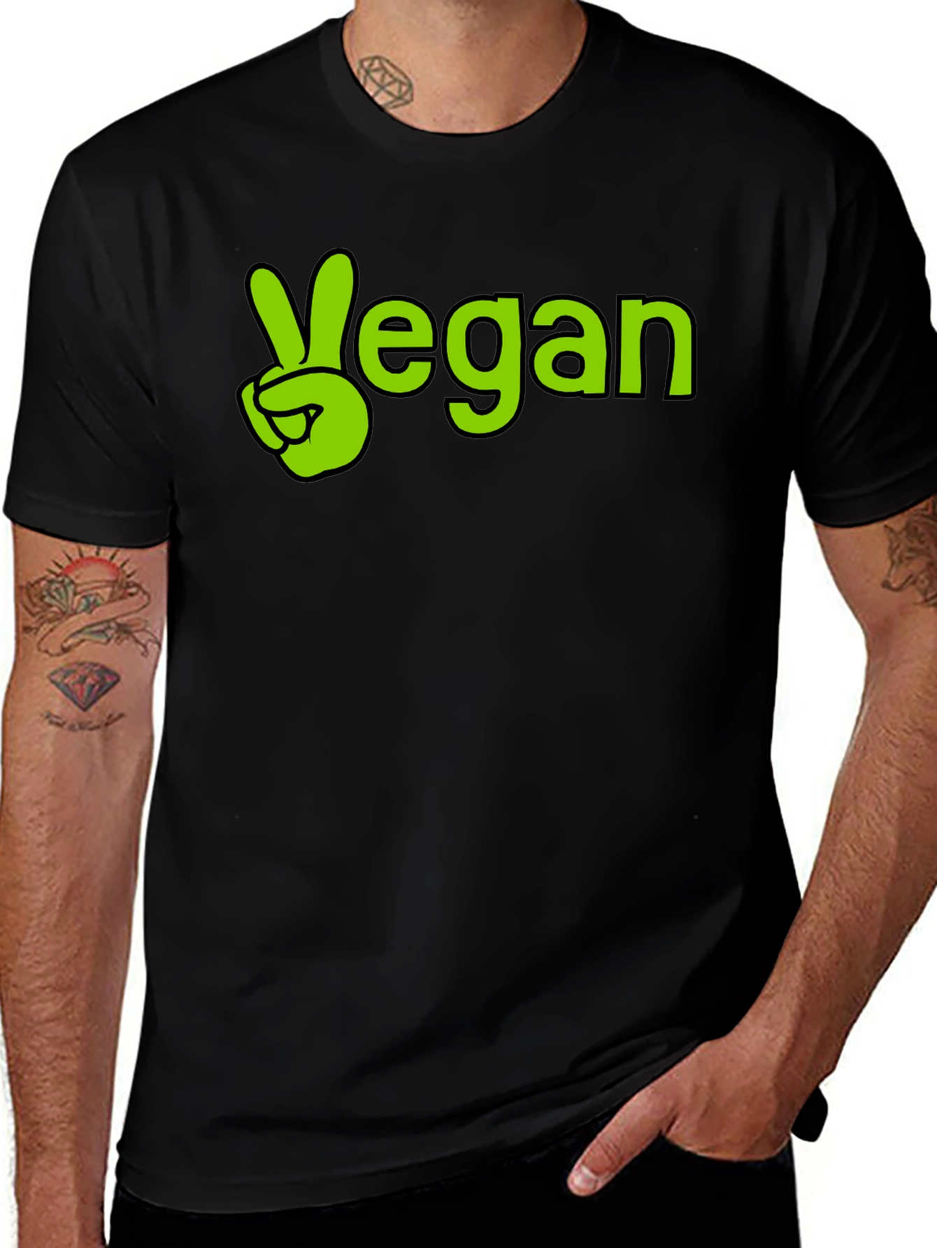 Variant 10 of Vegan Peace Sign T-Shirt - Stylish Comfort