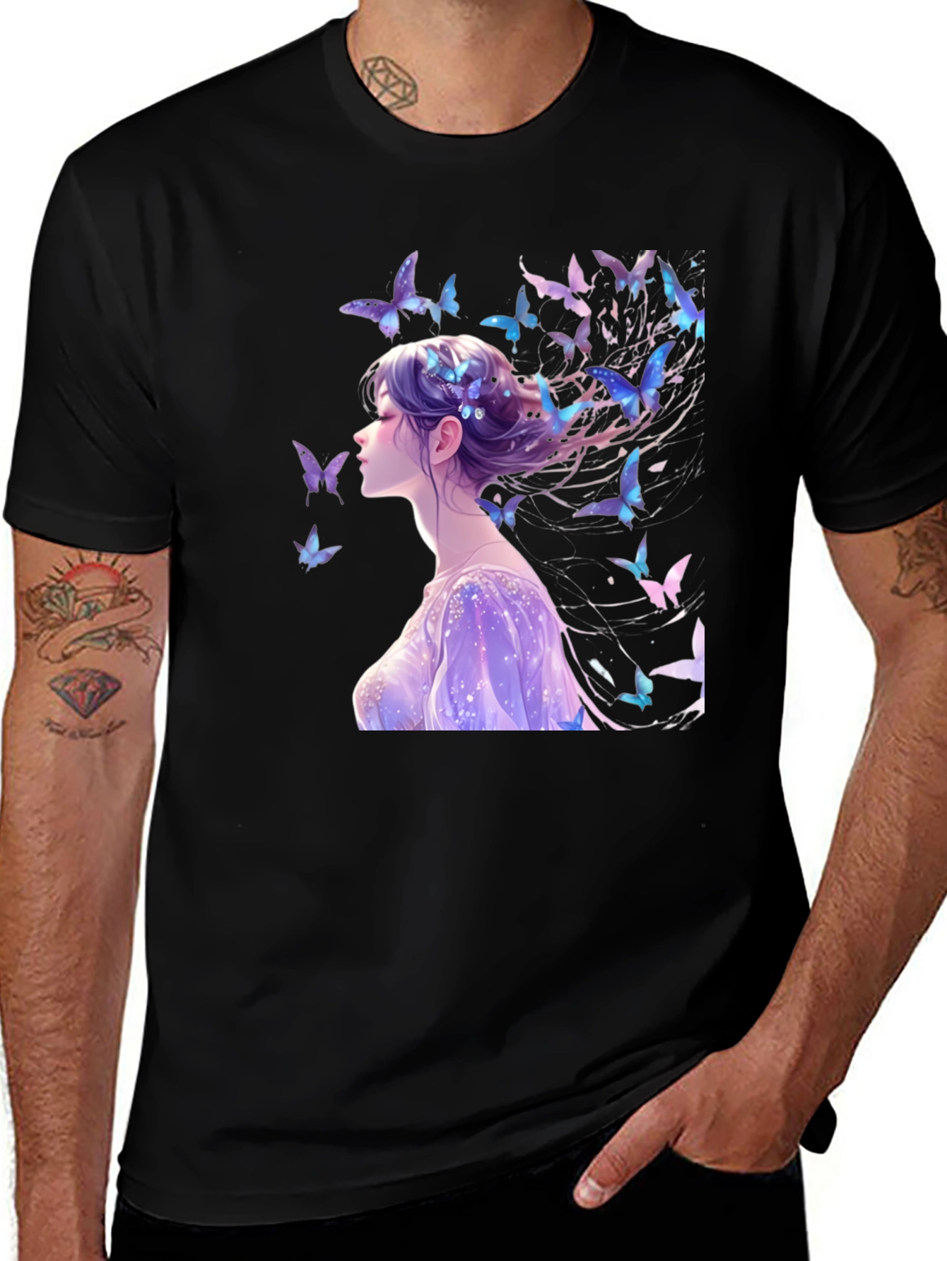 Variant 17 of Anime Butterfly Girl Graphic T-Shirt