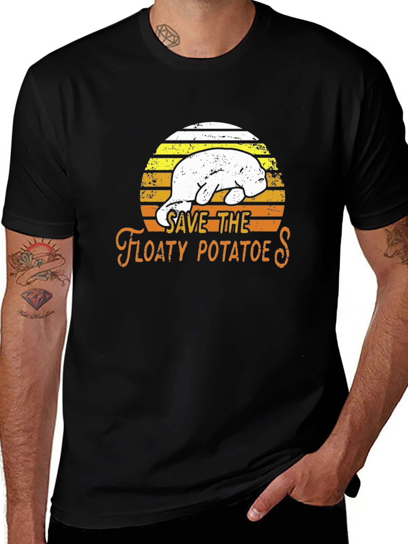 Variant 25 of Save the Floaty Potatoes Manatee Graphic Tee