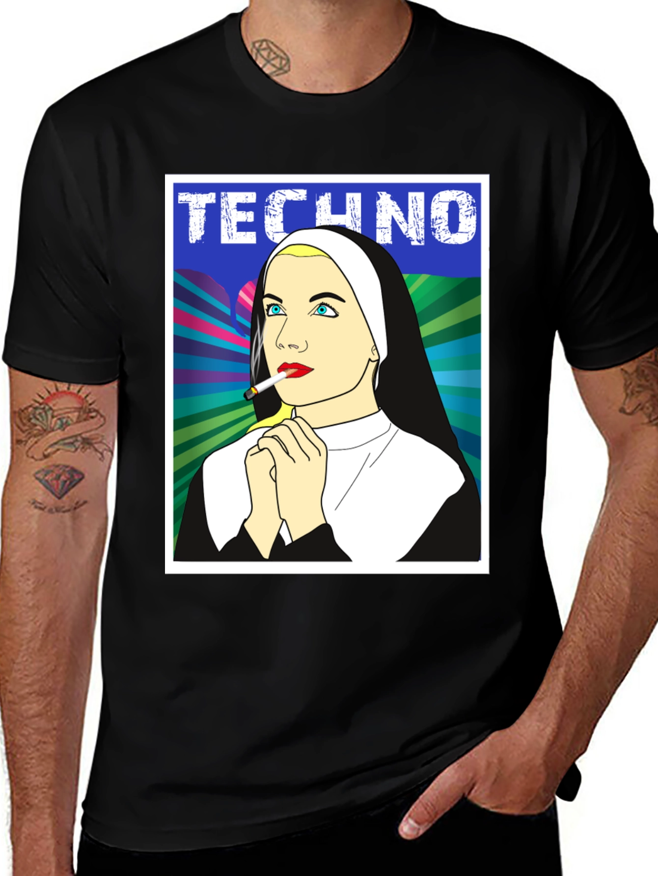 Variant 18 of Techno Nun Graphic T-Shirt - Edgy Streetwear