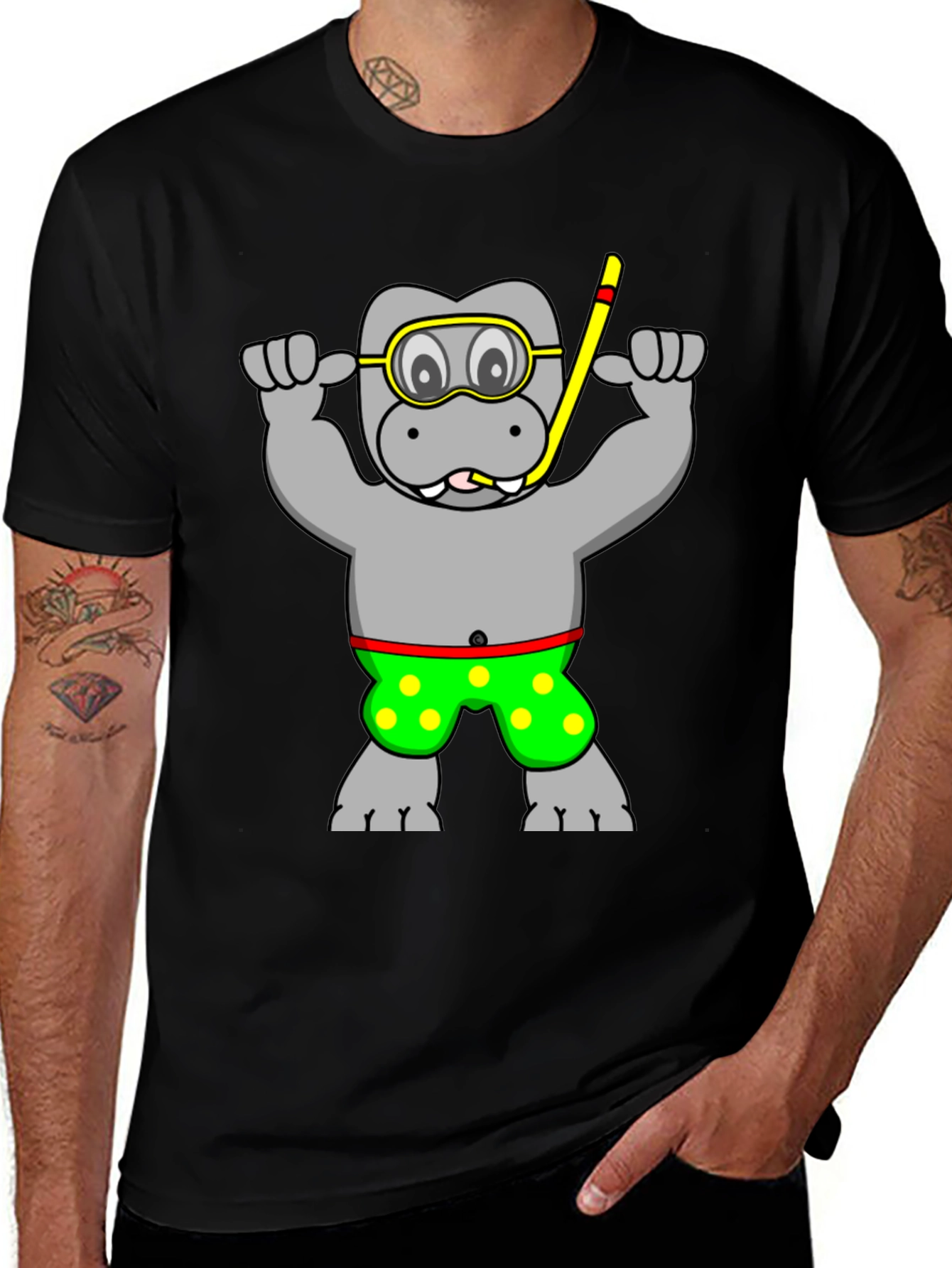 Variant 19 of Hippo Diver T-Shirt - Funny Graphic Tee