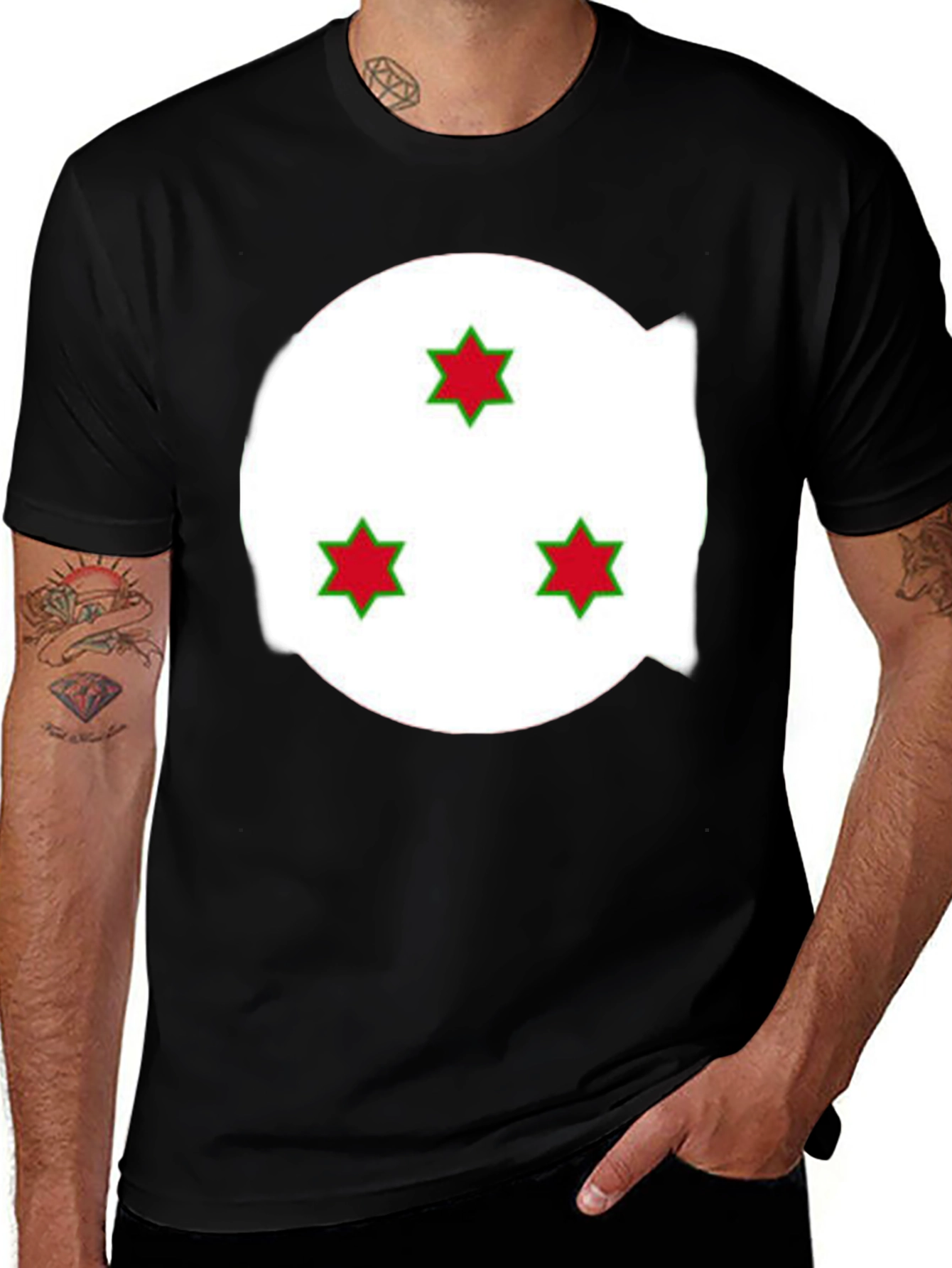 Variant 3 of Unique Black T-Shirt with Geometric Star Design