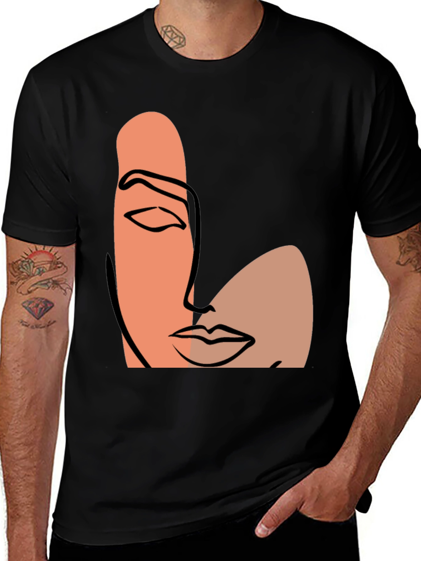 Variant 4 of Abstract Face Graphic Tee - Modern Art Shirt