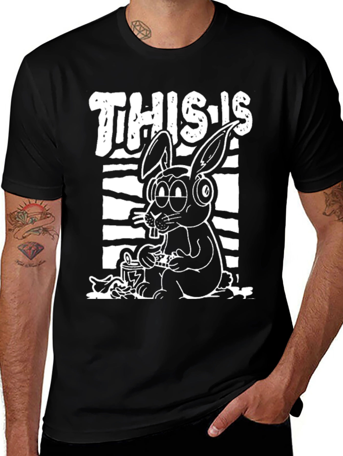 Variant 20 of Cool Rabbit Graphic Tee - Black