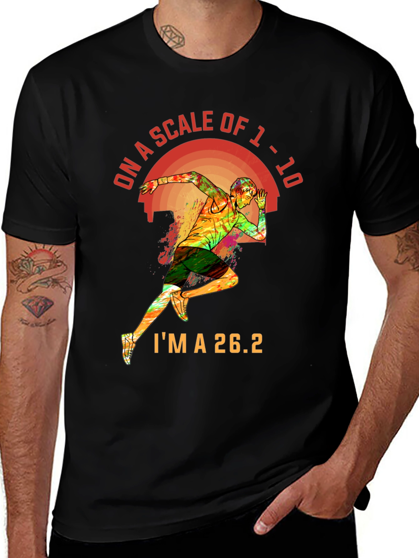 Variant 26 of 26.2 Marathon Runner Graphic Tee - Scale of 1-10