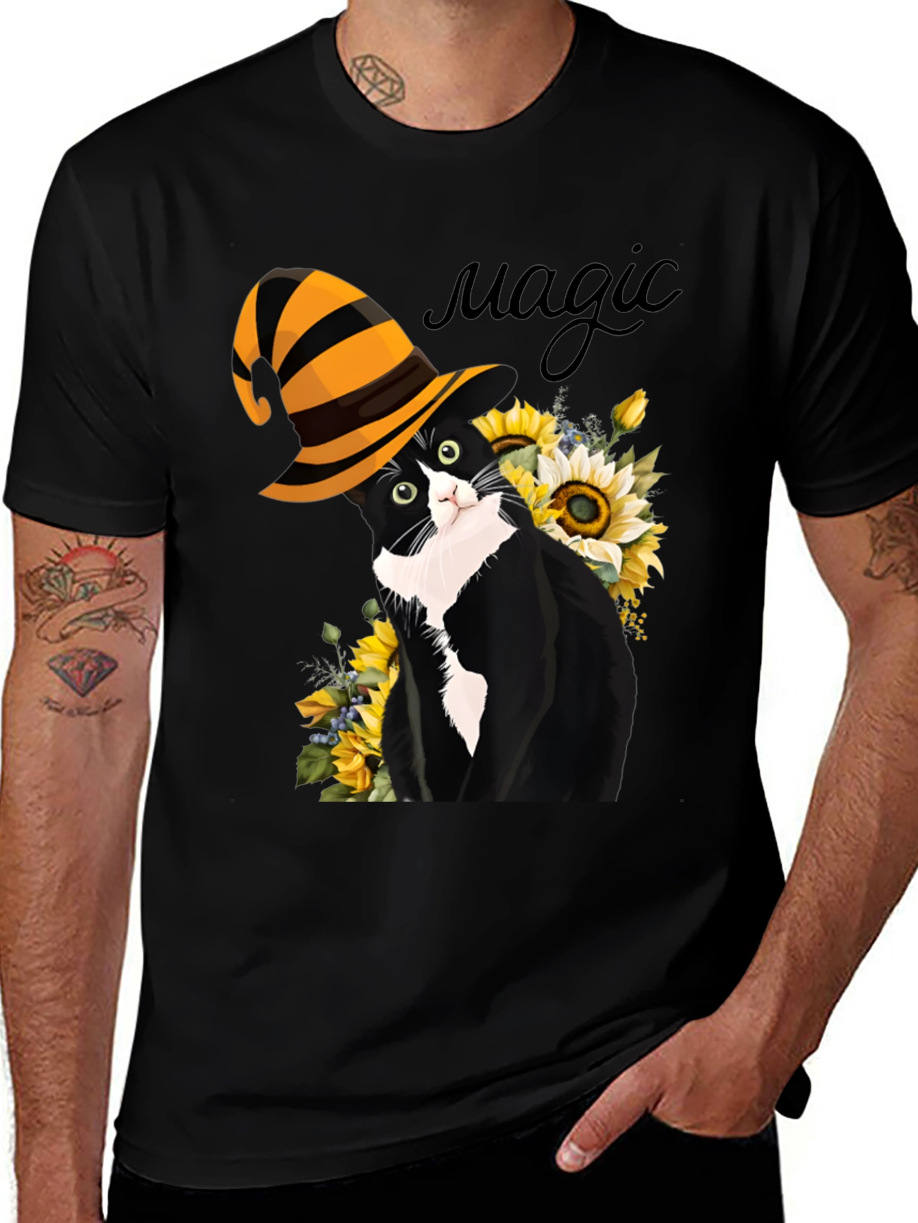 Variant 22 of Magic Cat T-Shirt: Whimsical Halloween Style