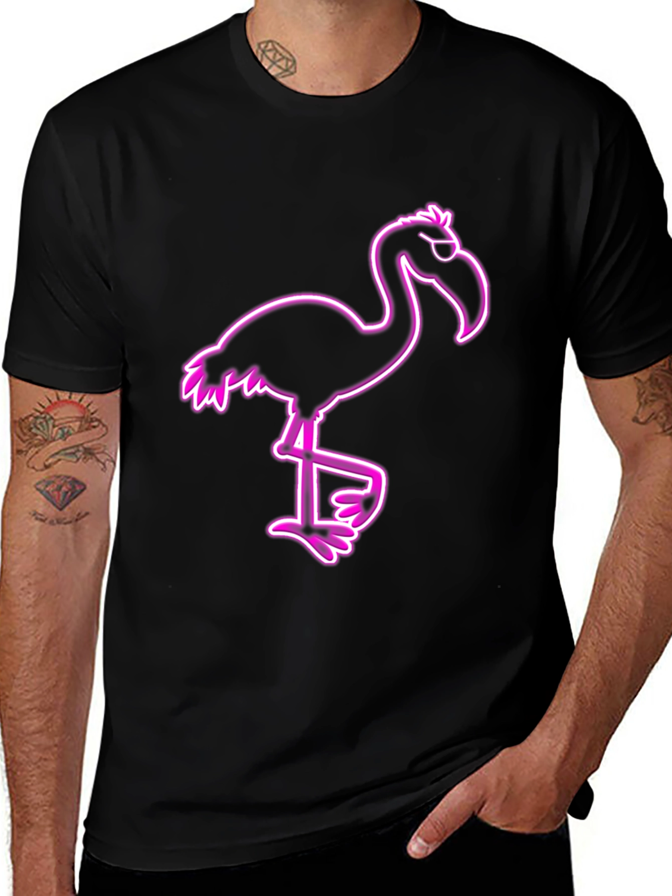 Variant 27 of Cool Flamingo Graphic Tee - Black