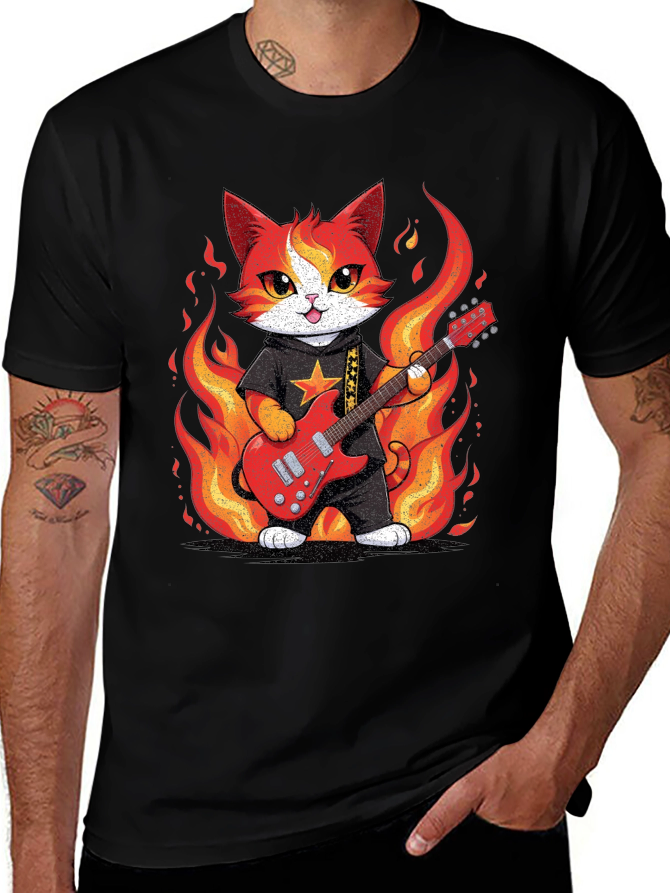 Variant 5 of Rockin' Cat Guitarist T-Shirt