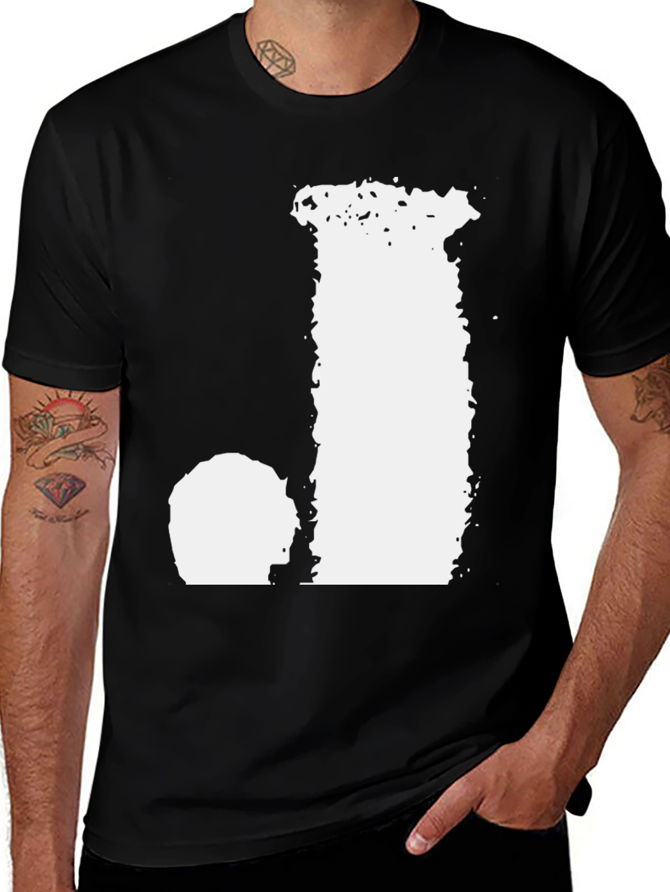 Variant 27 of Black T-Shirt with Distressed Letter Graphic