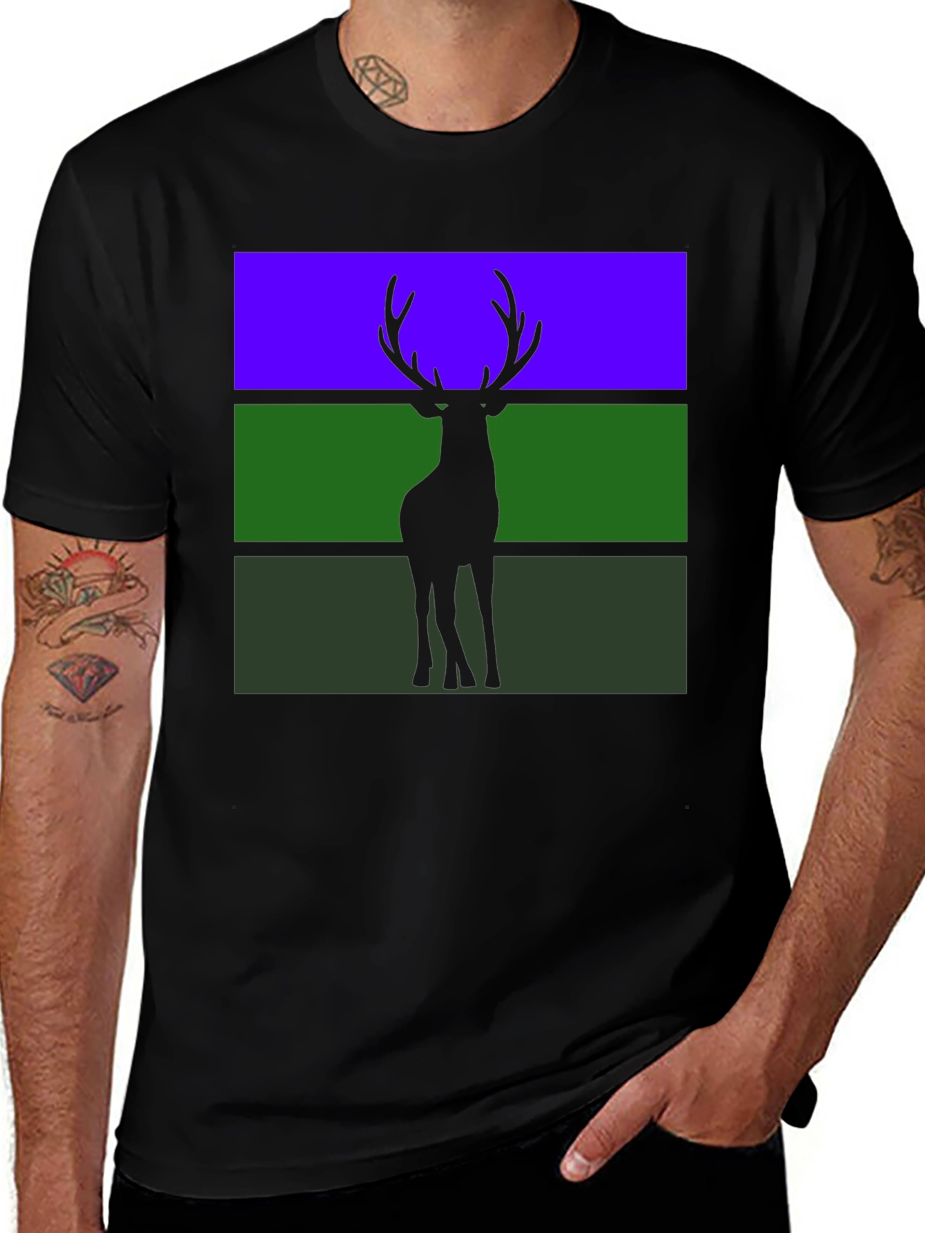 Black Deer Silhouette Graphic Tee main image
