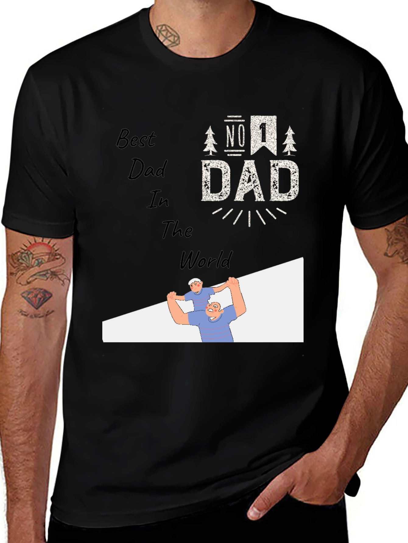 Variant 24 of Best Dad Ever Black Graphic T-Shirt