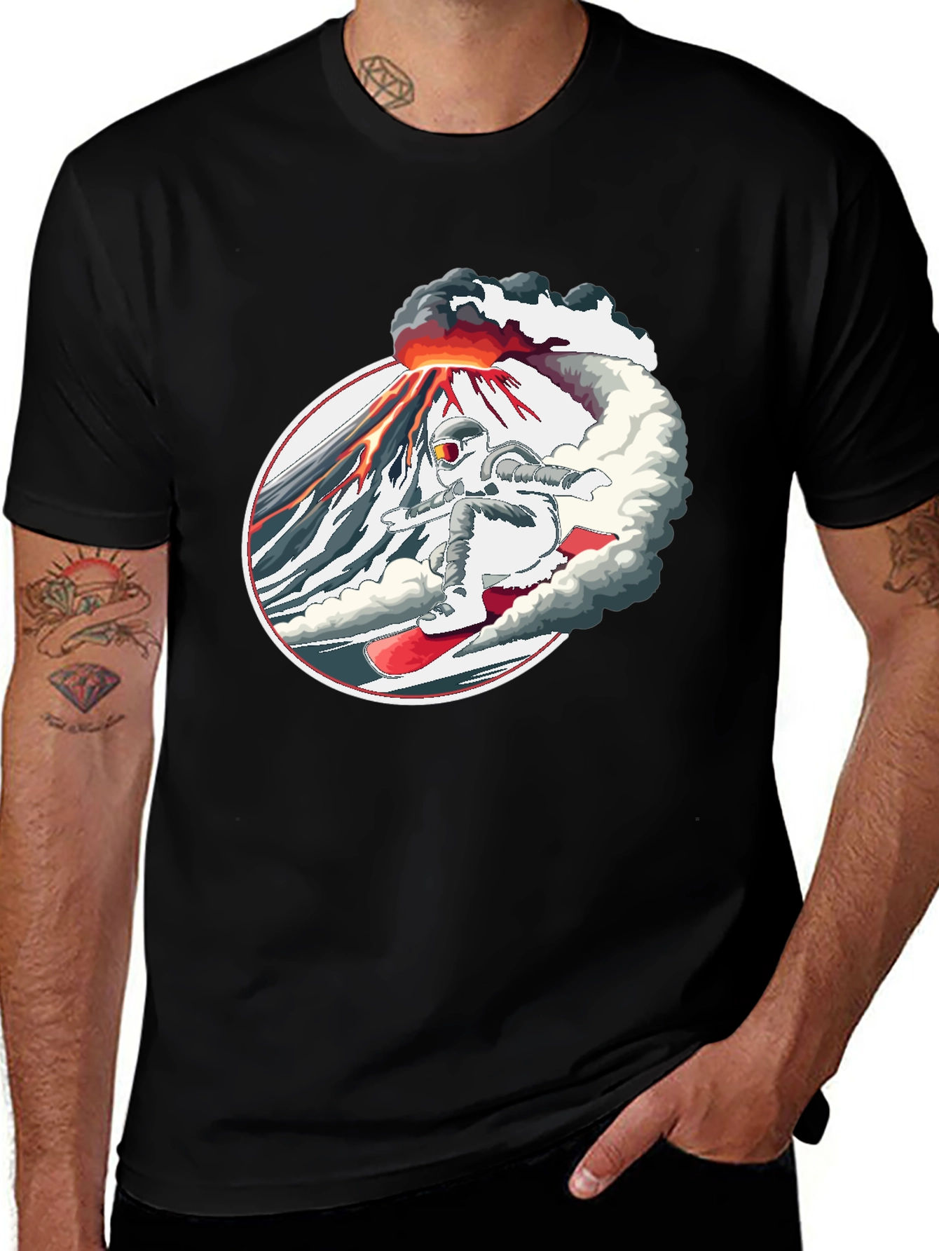 Variant 6 of Astronaut Volcano Snowboarding T-Shirt