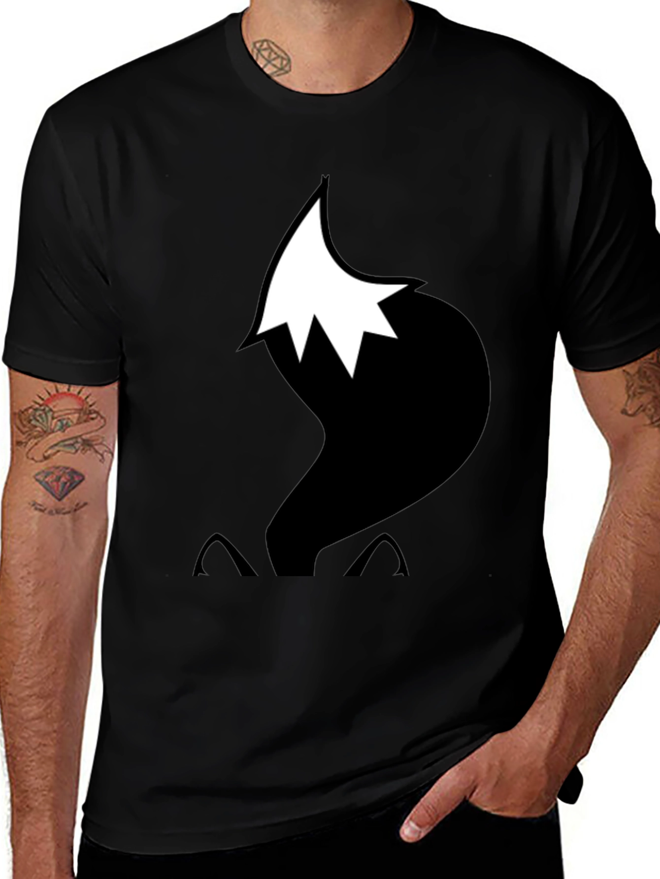 Variant 13 of Fox Tail Graphic T-Shirt - Black