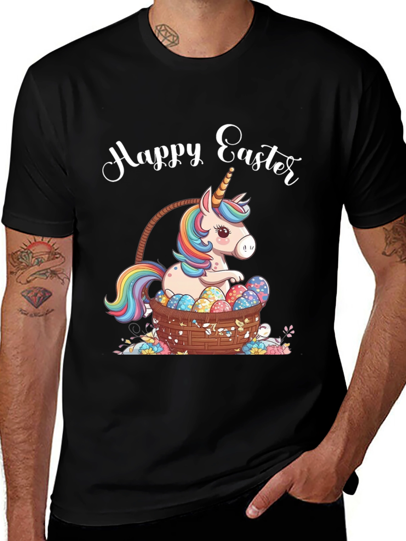 Happy Easter Unicorn Basket T-Shirt