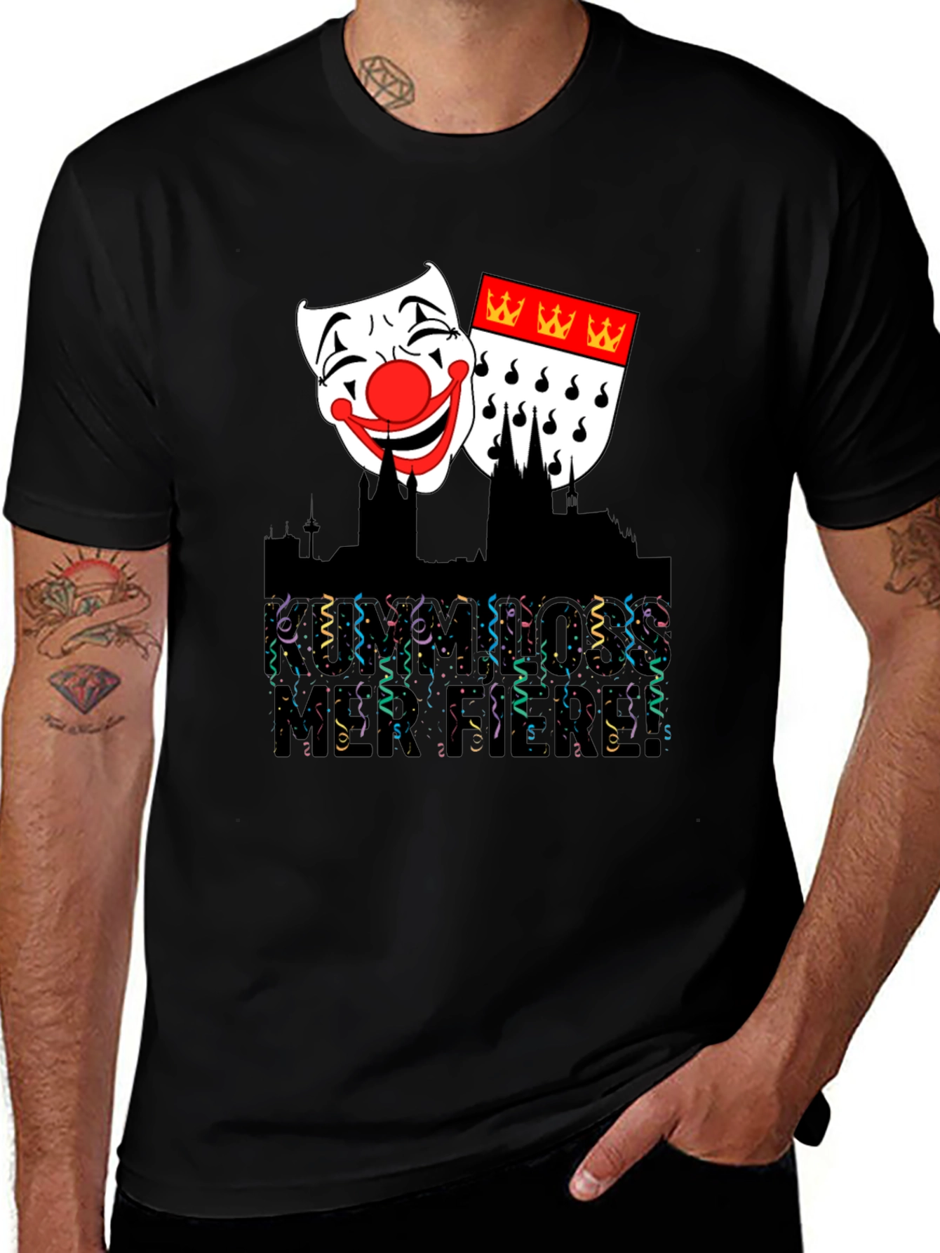 Cologne Carnival T-Shirt - Festive Mask Graphic Tee
