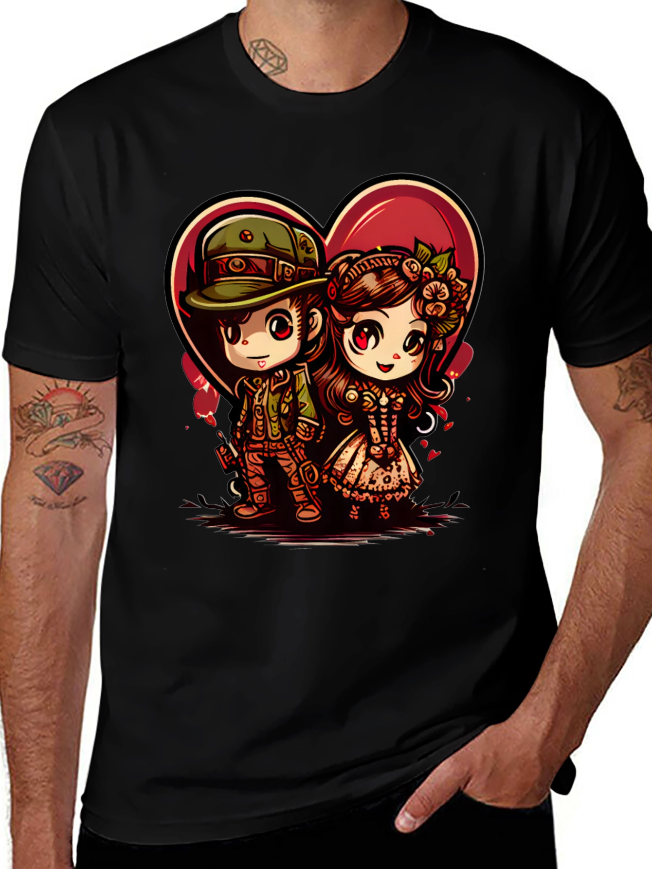Variant 2 of Cute Anime Couple T-Shirt