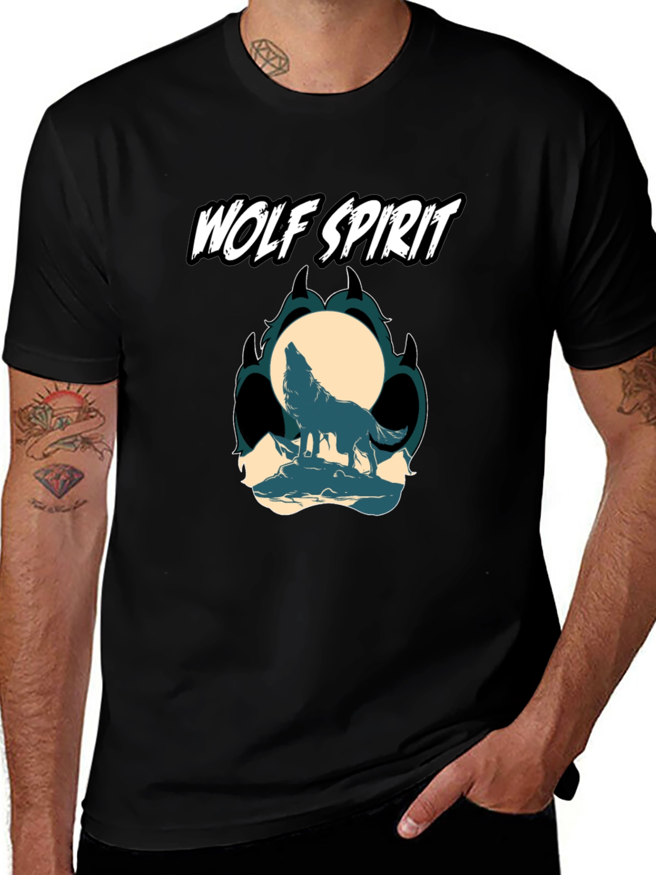Variant 27 of Wolf Spirit Graphic T-Shirt - Black