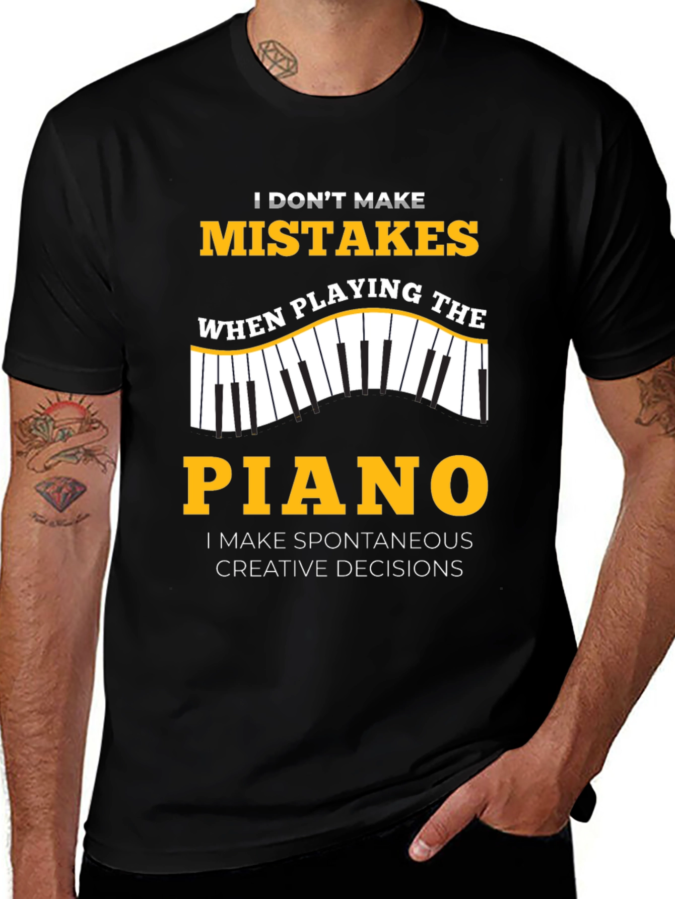 Variant 8 of Piano Player Graphic T-Shirt - Spontaneous Creative Decisions