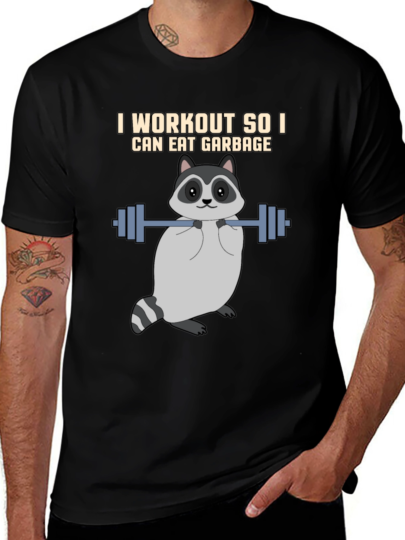 Variant 29 of Workout Raccoon Graphic T-Shirt