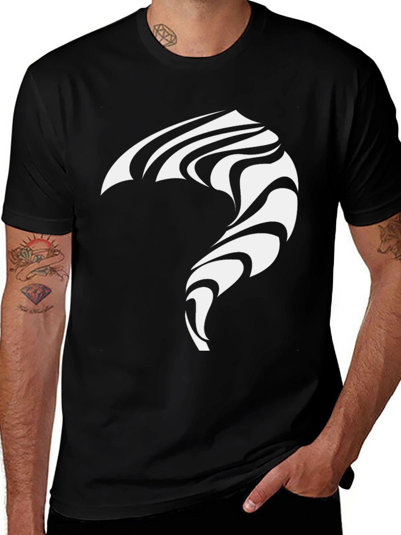 Variant 14 of Abstract Swirl Black T-Shirt