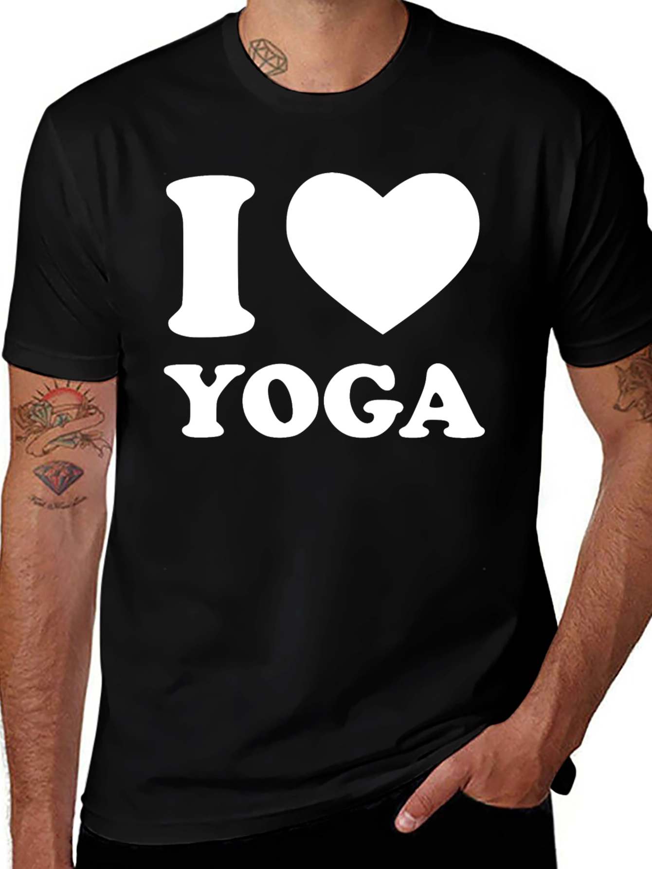Variant 19 of I Heart Yoga T-Shirt - Black Cotton Tee