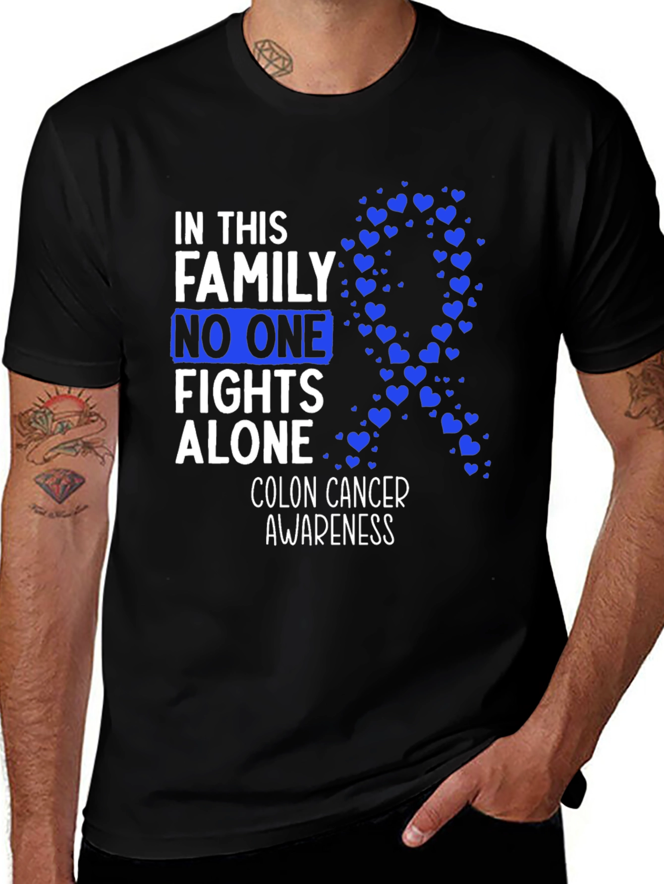 Colon Cancer Awareness T-Shirt - No One Fights Alone