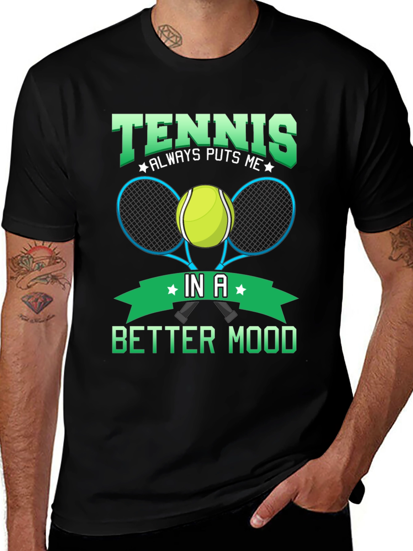 Tennis Puts Me in a Better Mood Black T-Shirt