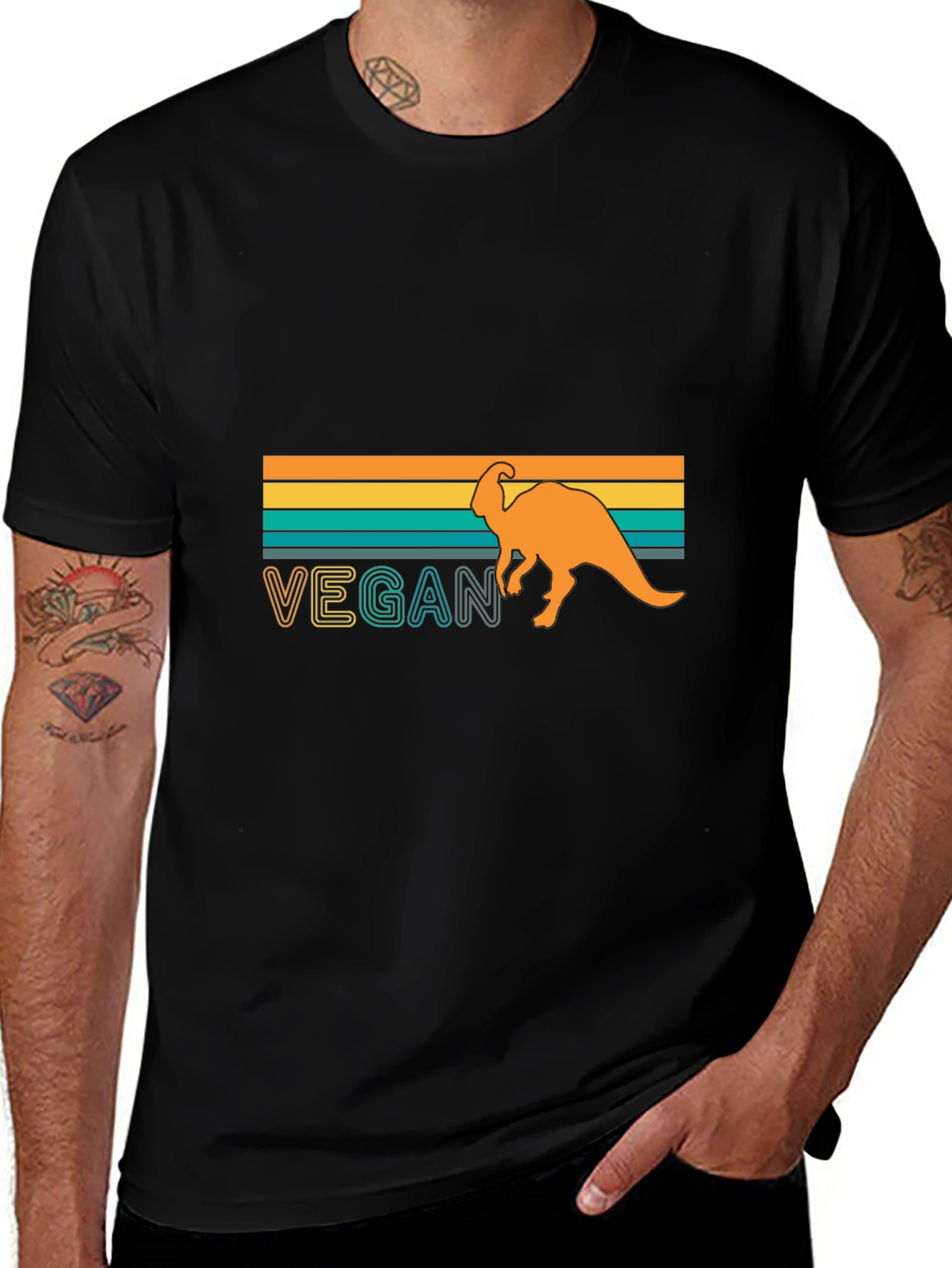 Variant 5 of Vegan Dinosaur T-Shirt - Retro Design
