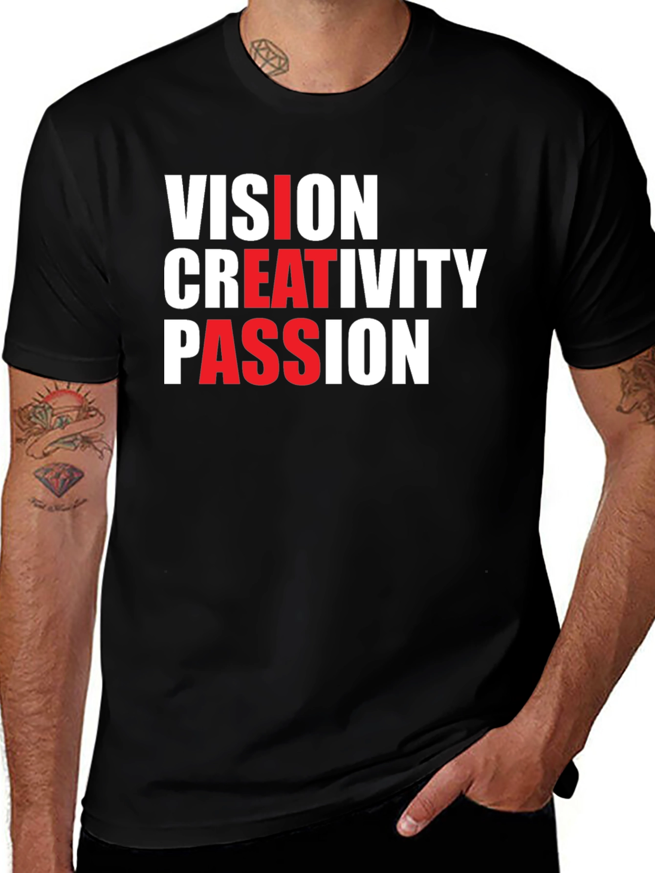 Variant 28 of Vision Creativity Passion Black Graphic Tee