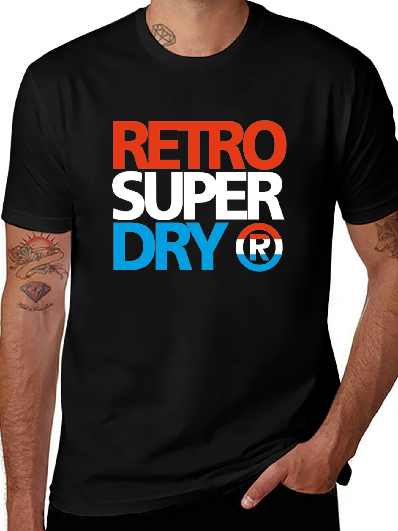 Variant 5 of Retro Super Dry Men's Black Graphic Tee