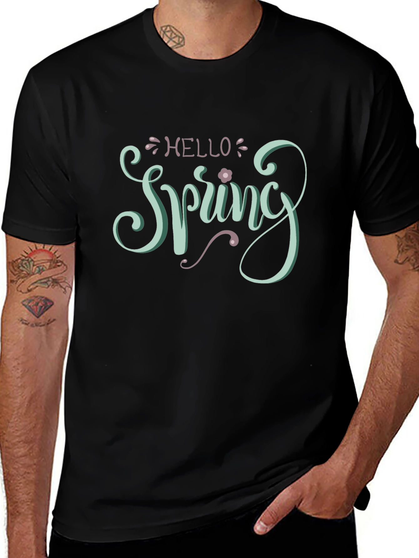 Variant 10 of Hello Spring Graphic Tee - Black