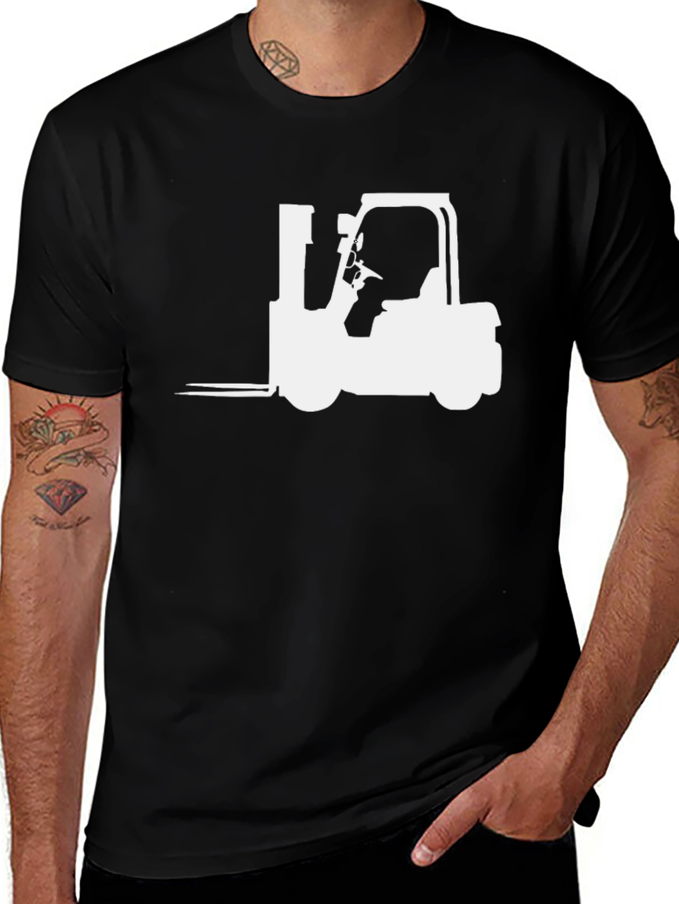 Variant 6 of Forklift Graphic Tee - Black Cotton Blend