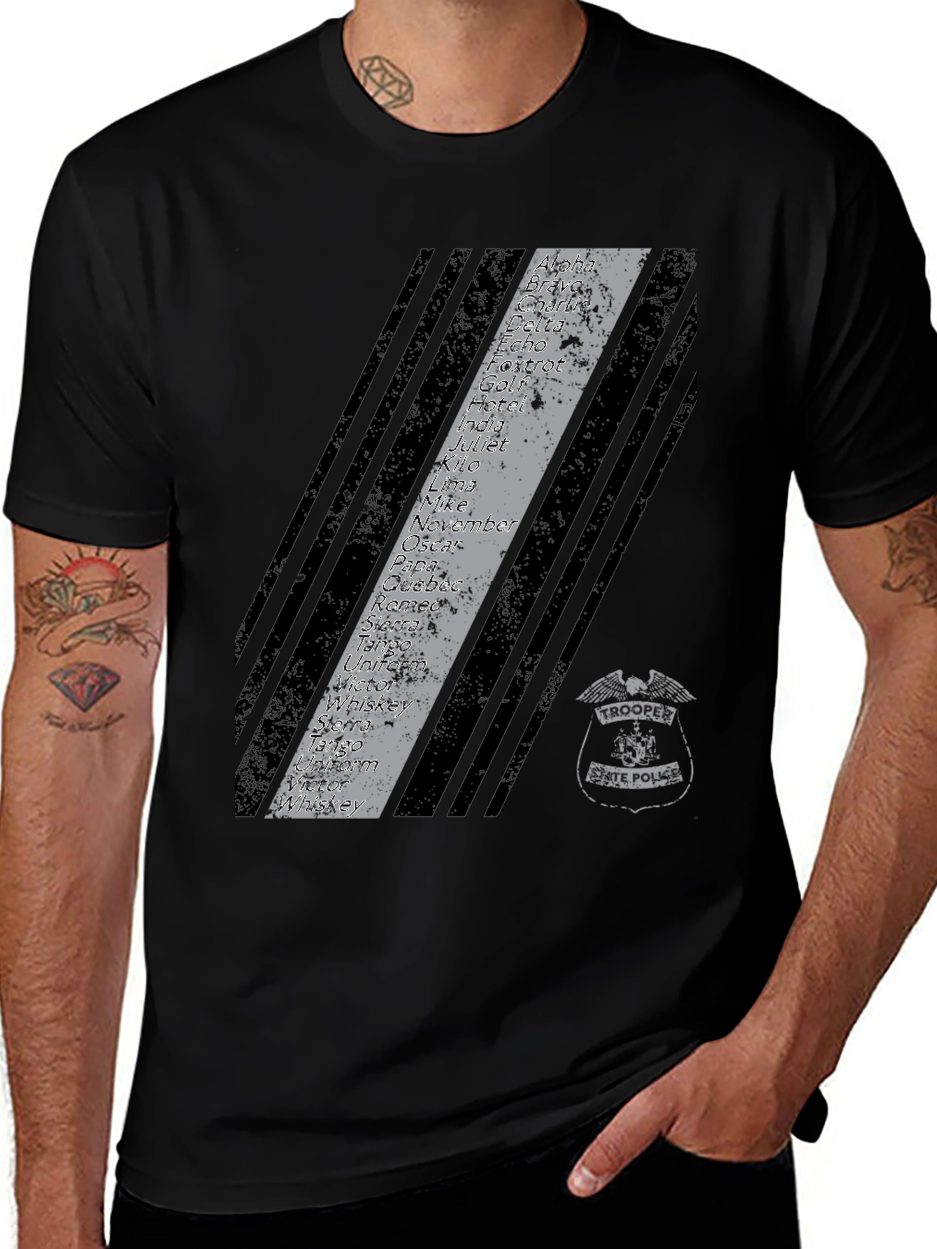 Variant 18 of Trooper State Police Graphic T-Shirt - Thin Line Design