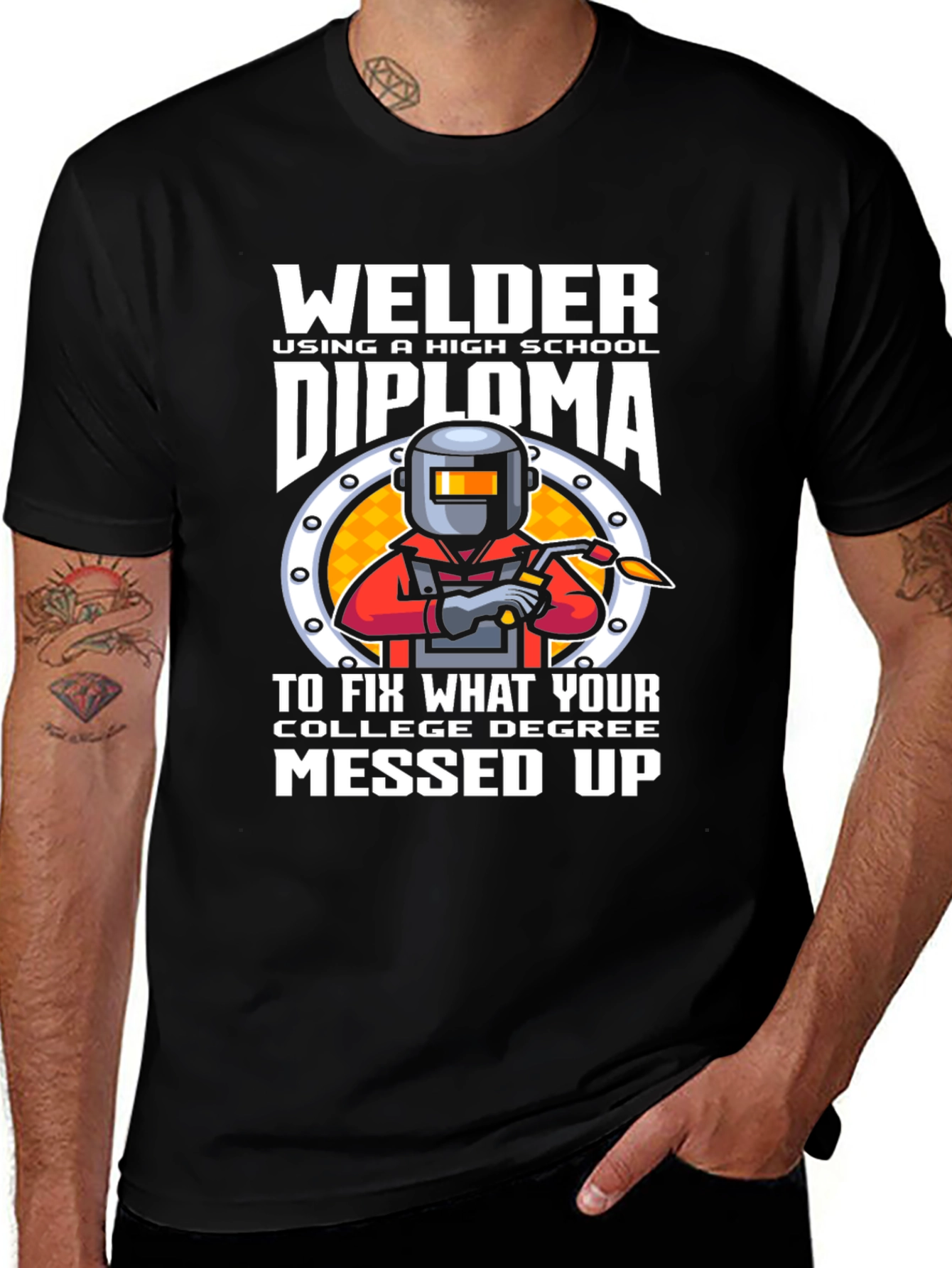 Variant 12 of Welder Diploma Graphic T-Shirt - Black