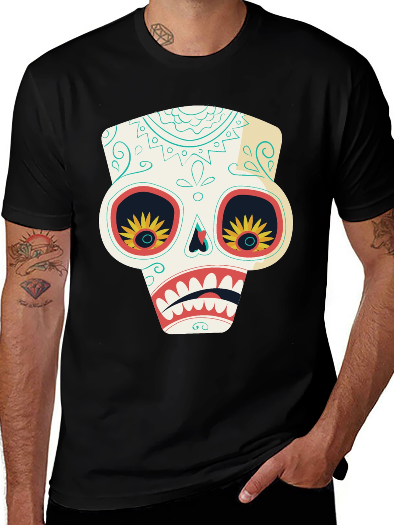 Variant 17 of Sugar Skull T-Shirt - Day of the Dead Style