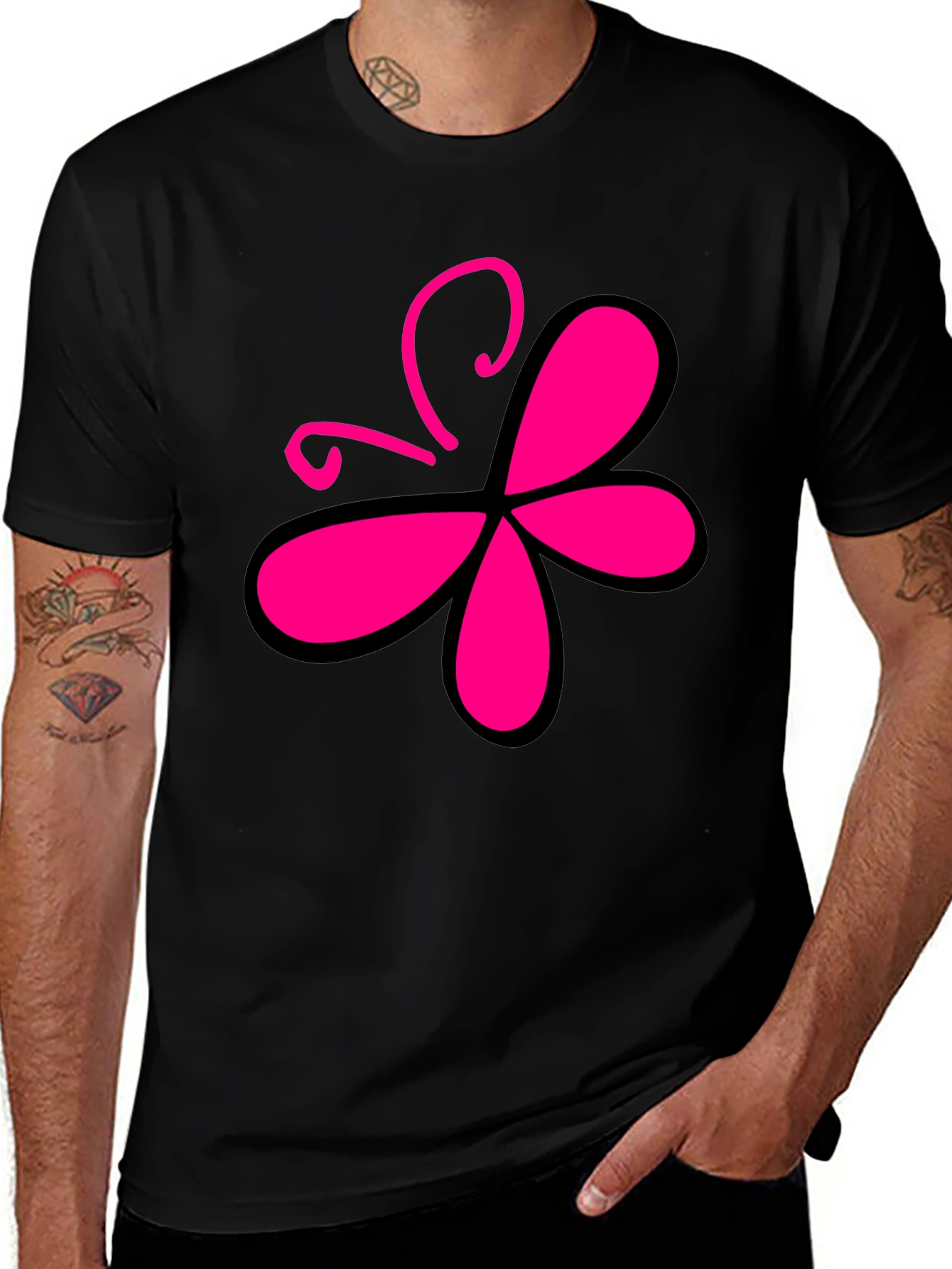 Variant 2 of Abstract Butterfly Graphic Black T-Shirt