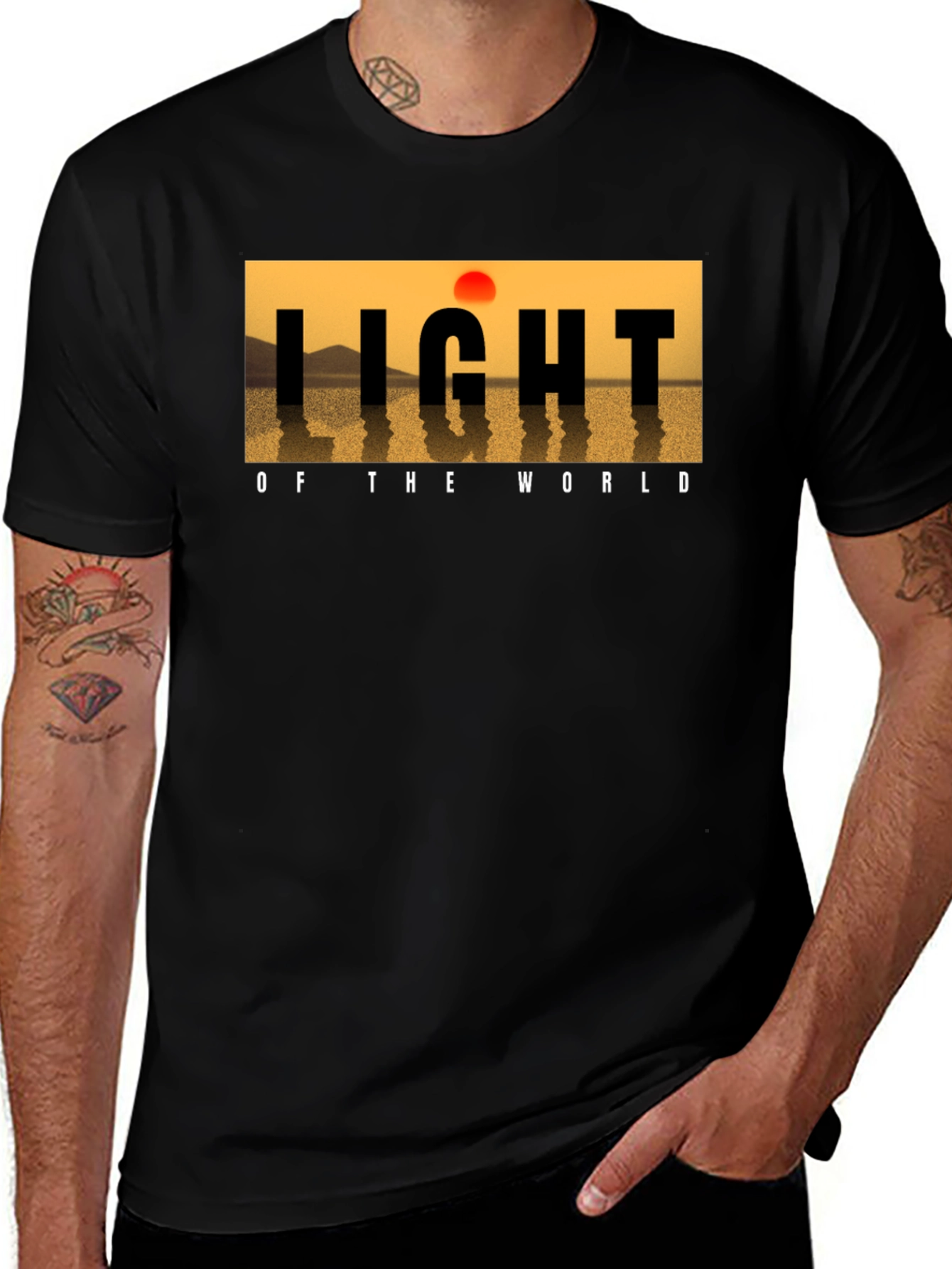 Variant 2 of Light of the World Graphic Tee - Sunset Design