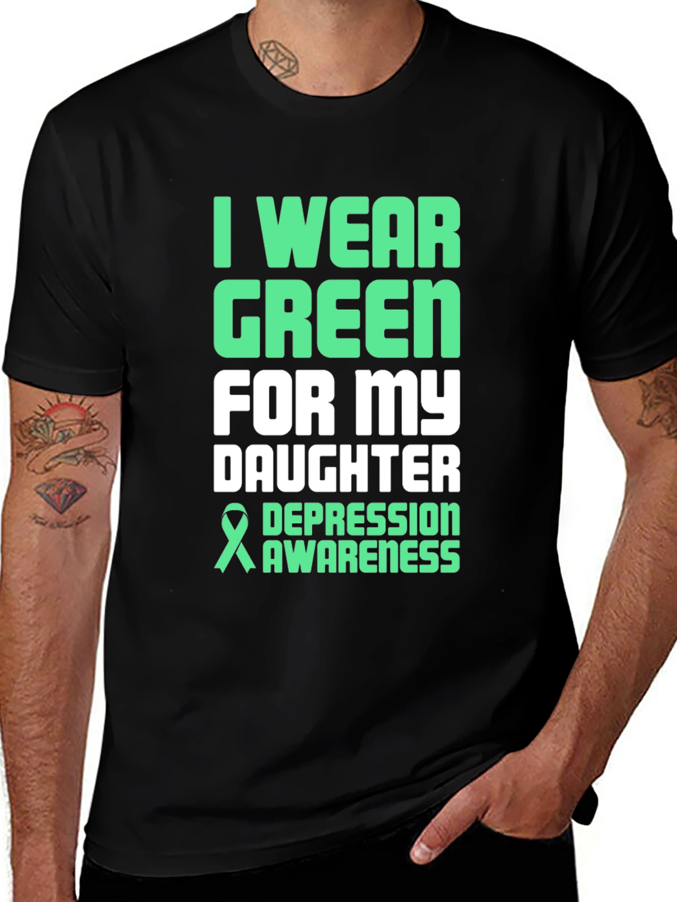 Variant 3 of I Wear Green For My Daughter Depression Awareness T-Shirt