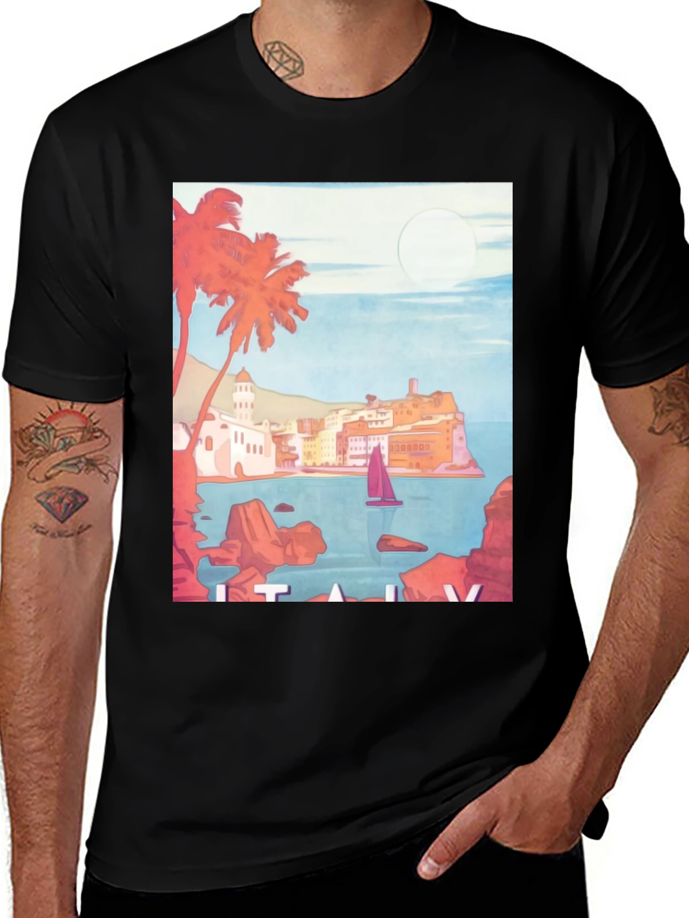 Variant 5 of Italy Coastline Graphic Tee