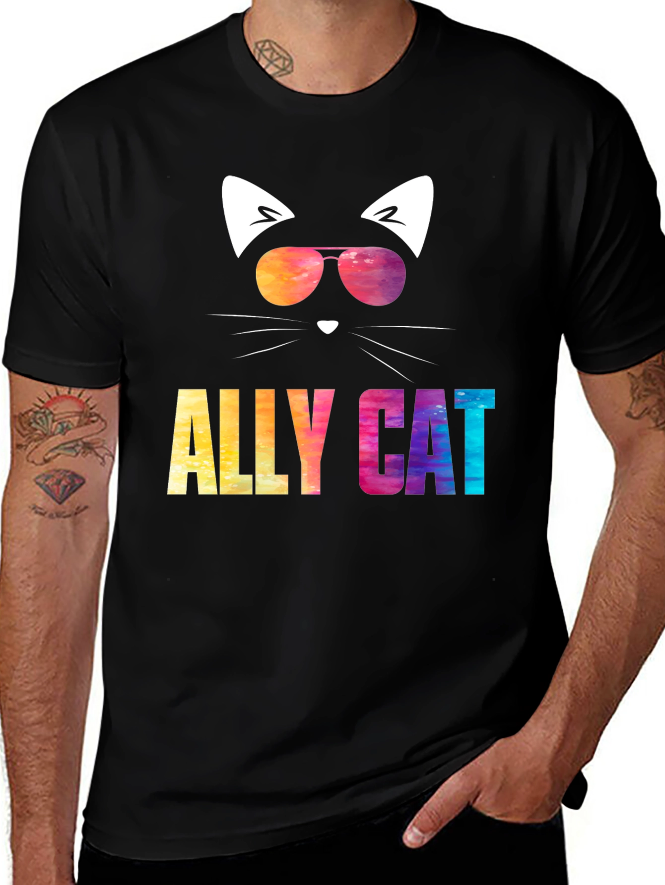 Ally Cat T-Shirt - Cool Colorful Cat Design