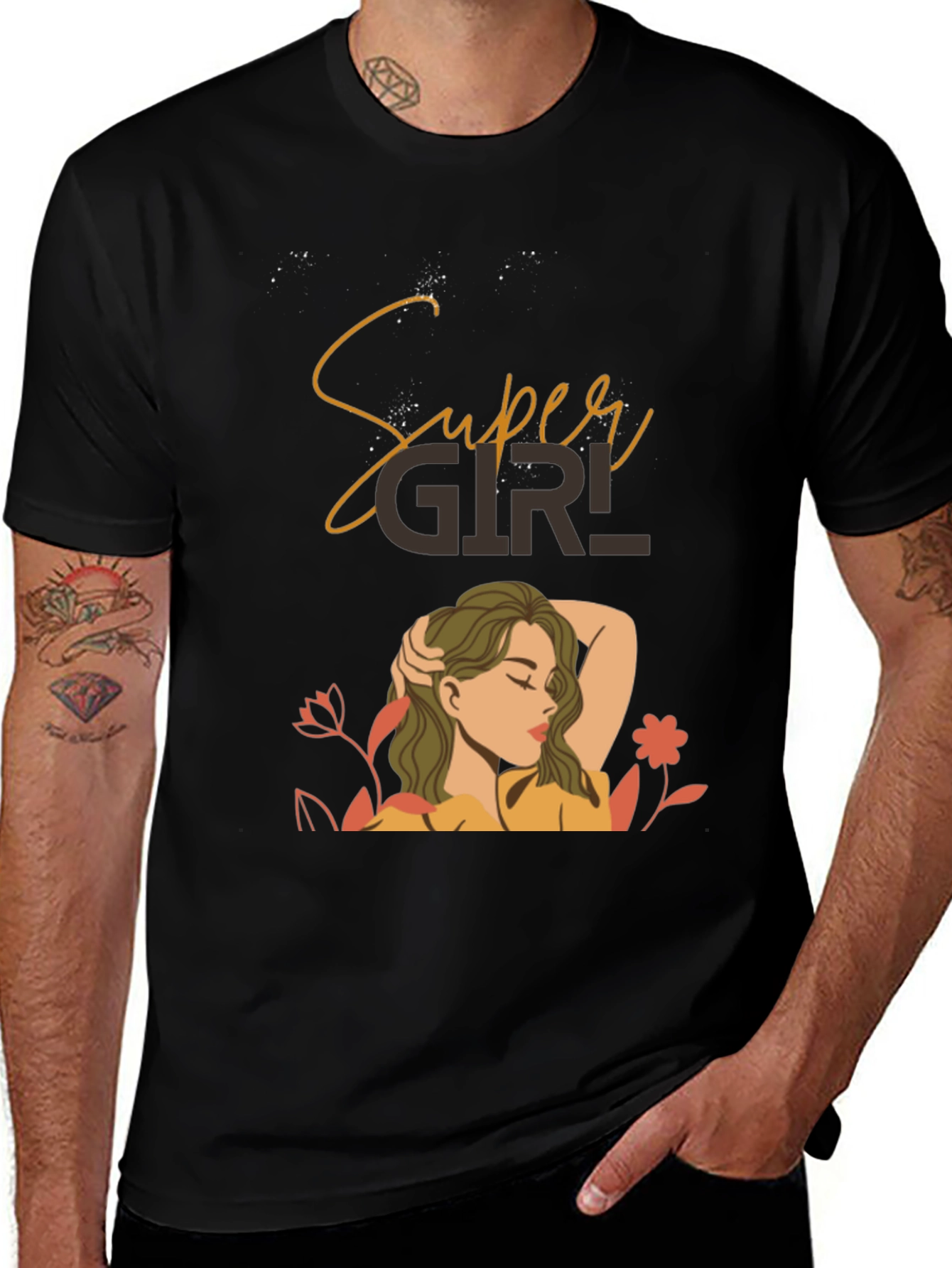 Variant 28 of Super Girl Graphic Tee - Stylish Black T-Shirt