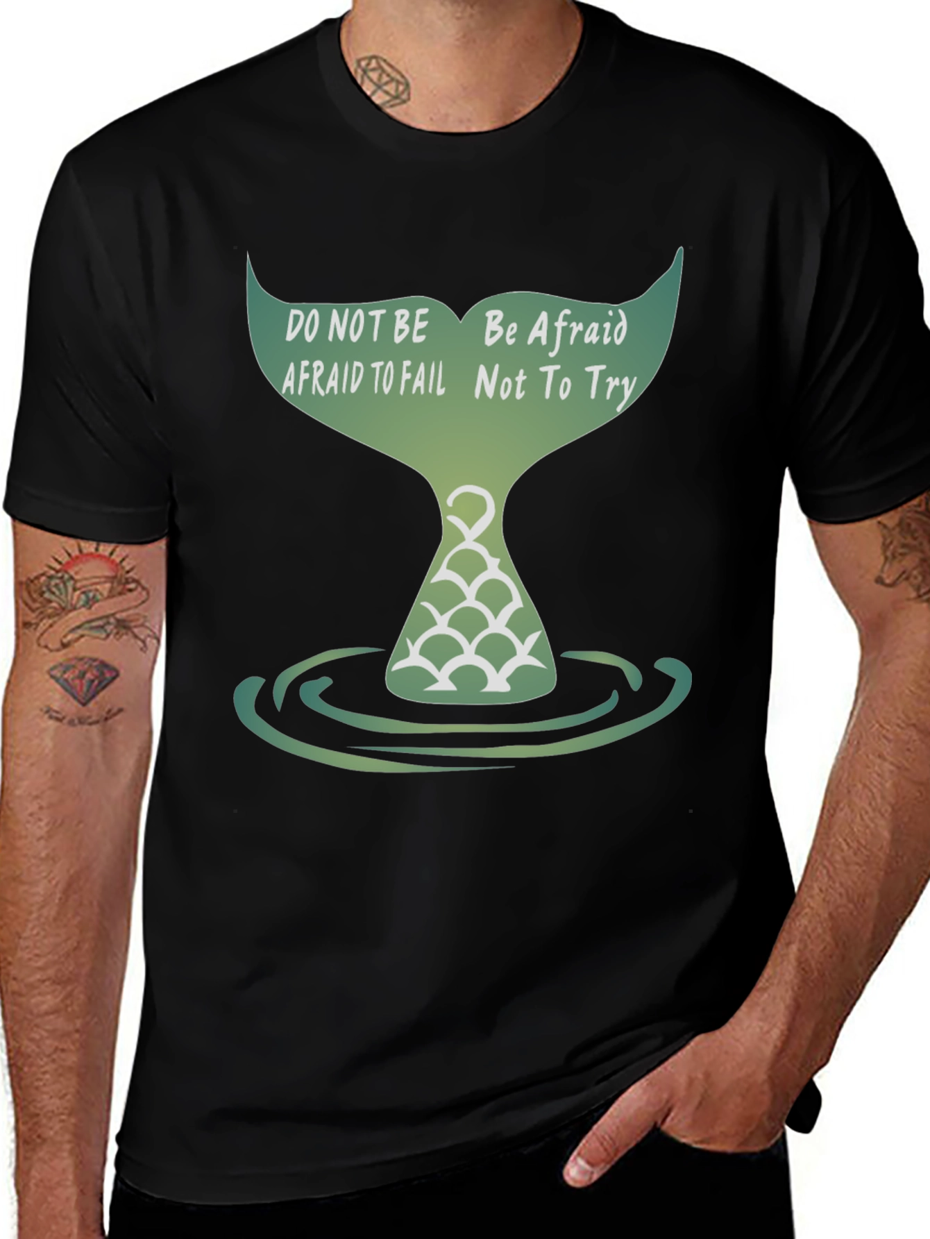 Variant 4 of Inspirational Mermaid Tail T-Shirt - 'Do Not Be Afraid to Fail' Design